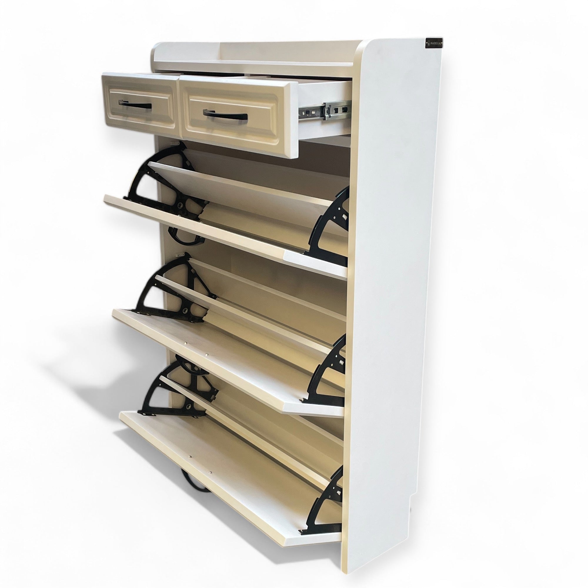 جزامة تلاتة ضلفة قلاب - جزامة مودرن مصنعة من الاخشاب الطبيعية و الدهان الابيض تلاتة ضلفة قلاب ودرجين ومتاح تغيير الالوان المقاسات: W 80 CM * H 120 CM * B 24 CM