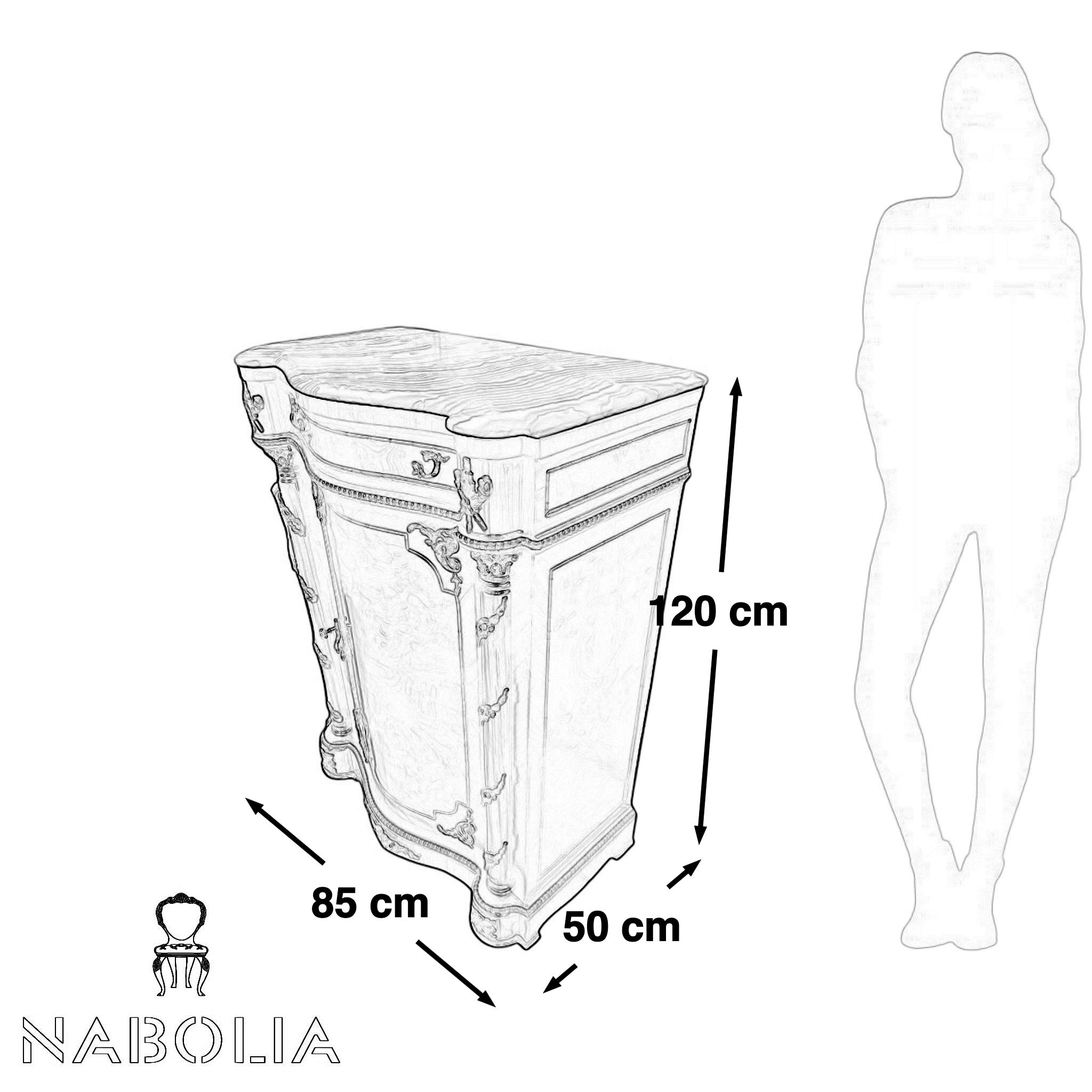 جزامة كلاسيكية مطعمة بالنحاس عرض 85 سنتميتر - Nabolia