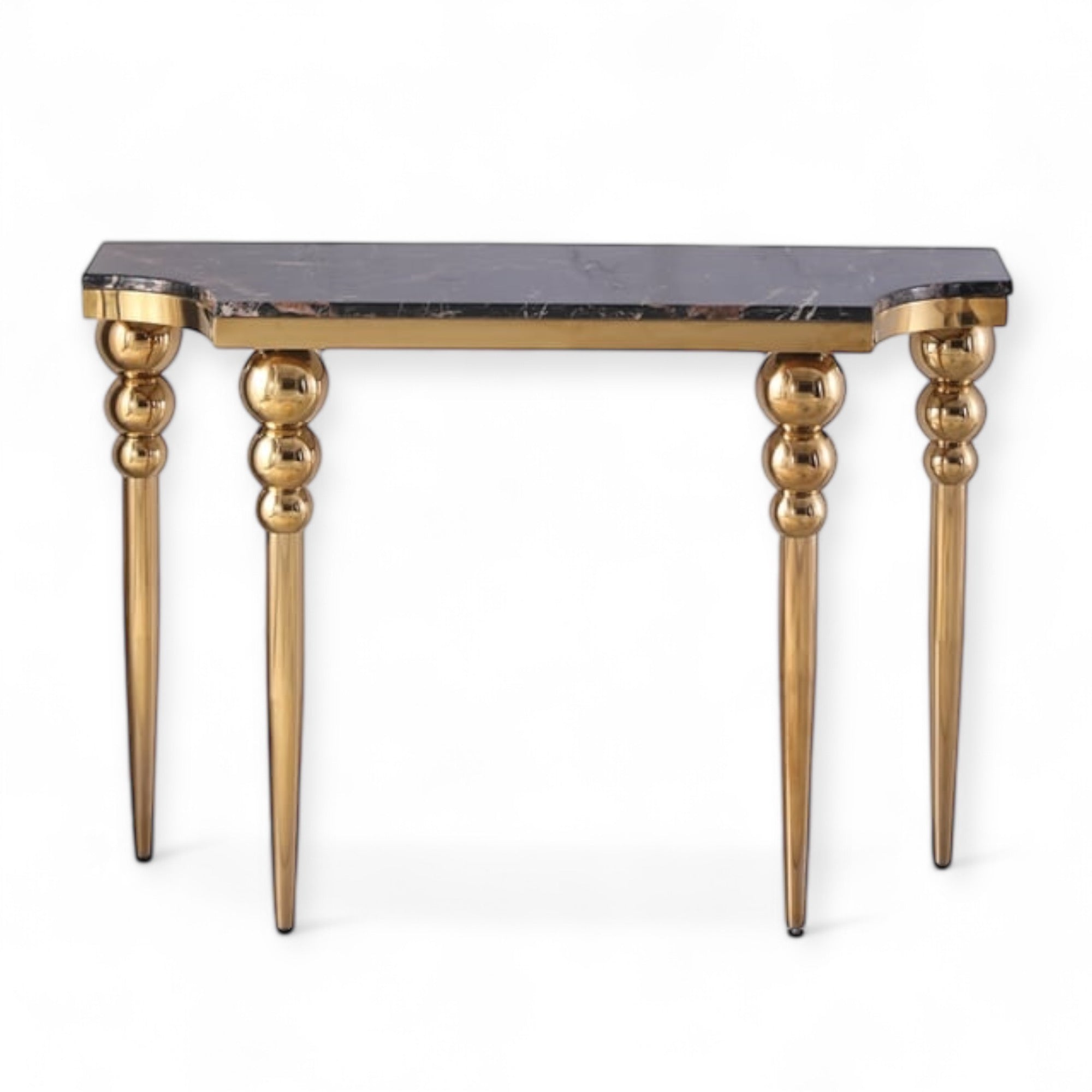 كونسول سطح رخام - كونسول مصنع من الاستانلس لون ذهبي والقرصة رخام المقاسات: W 120 CM * H 80 CM * B 40 CM