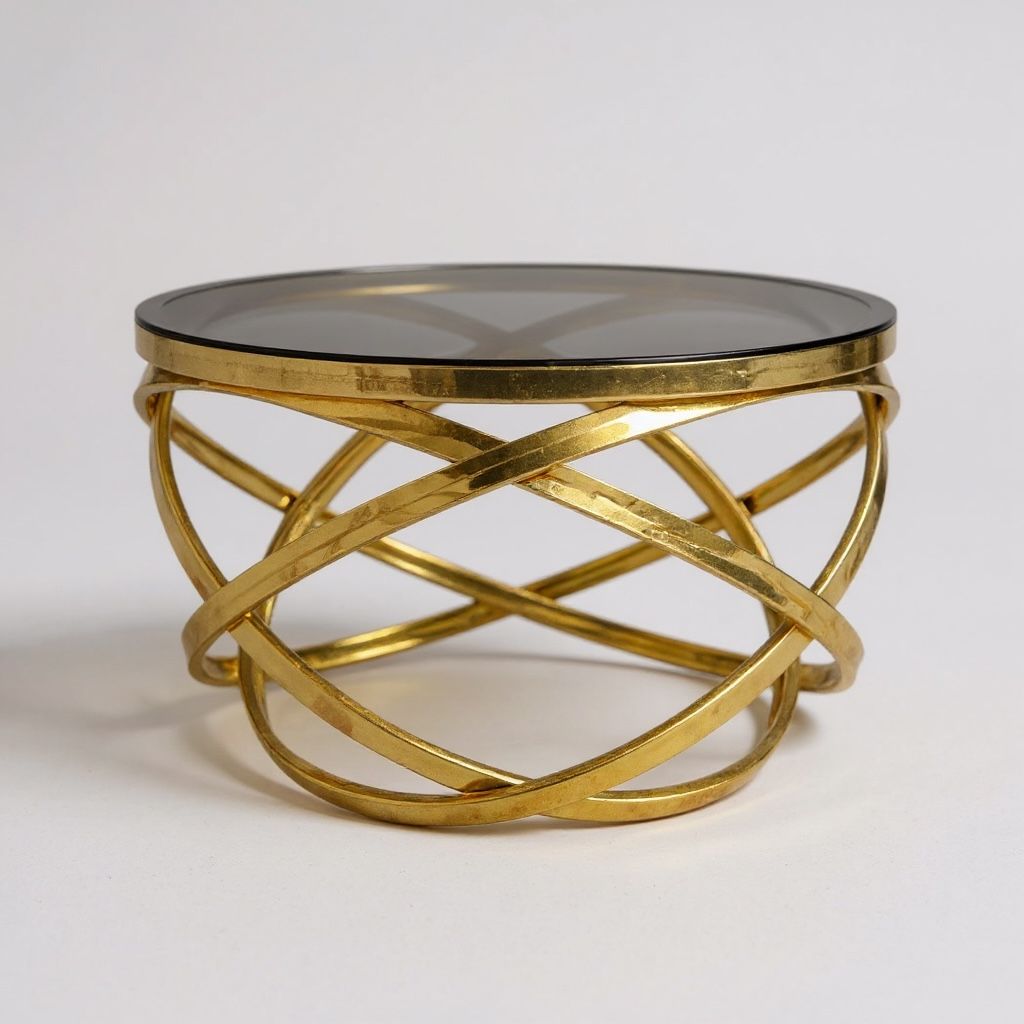 ترابيزة قهوة معدنية بسطح زجاجي – تصميم عصري فاخر