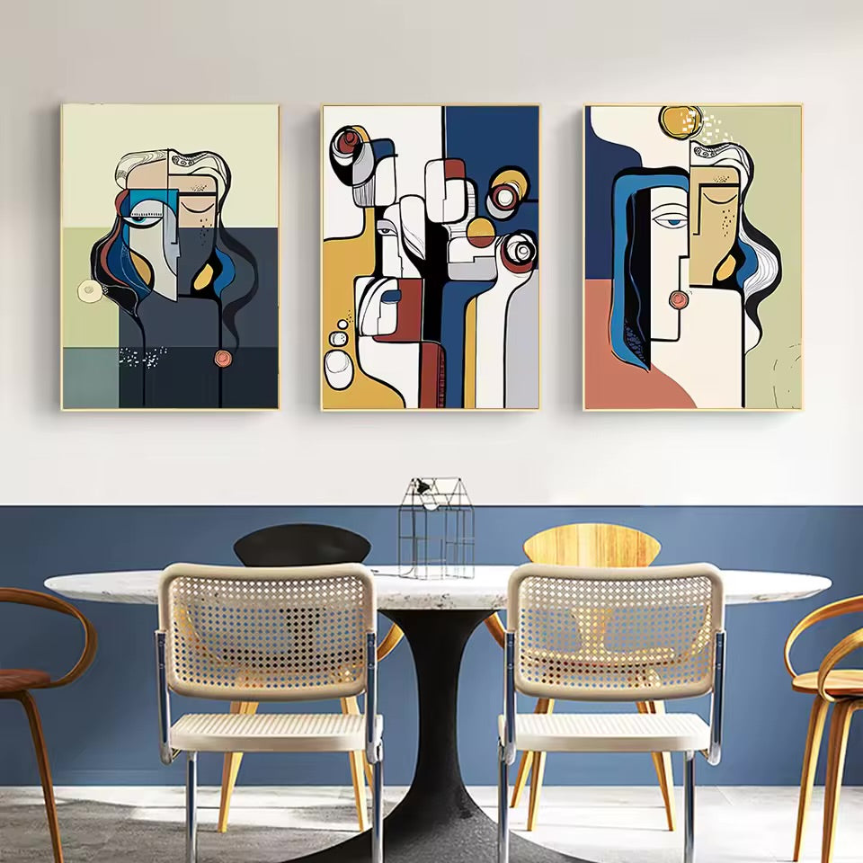 تابلوه بيكاسو تجريدي – 3 قطع مستطيلة