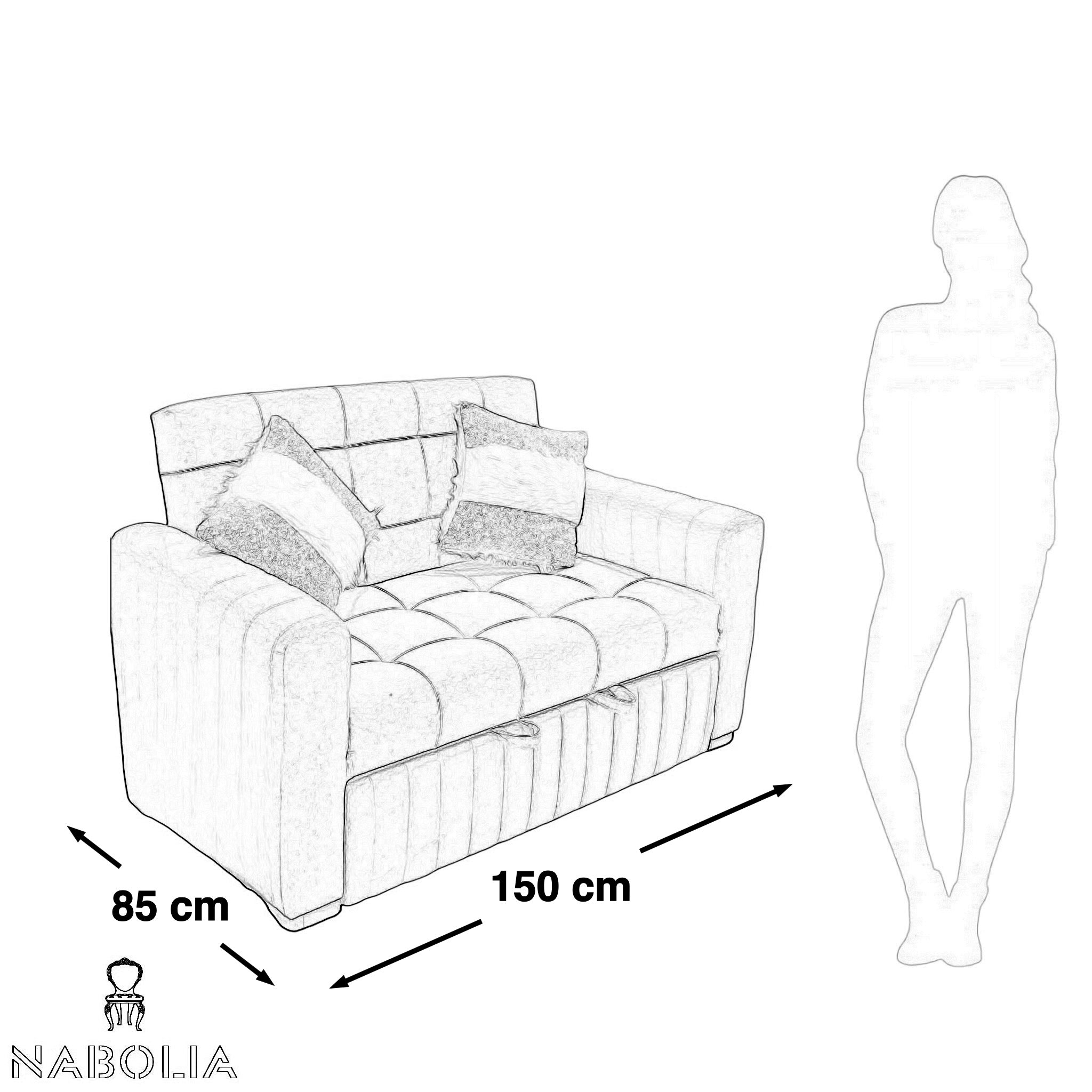 كنبة سرير قماش كتان - كنبة سرير وسحارة من خشب الزان الروماني والقماش كتان وميكانيزم عالي الجودة لاضافة مزيد من الراحة والاسفنج المستخدم فوم هاوس كثافة 38 متاح عمل اي لون للقماش المقاسات : W 150 CM * B 85 CM