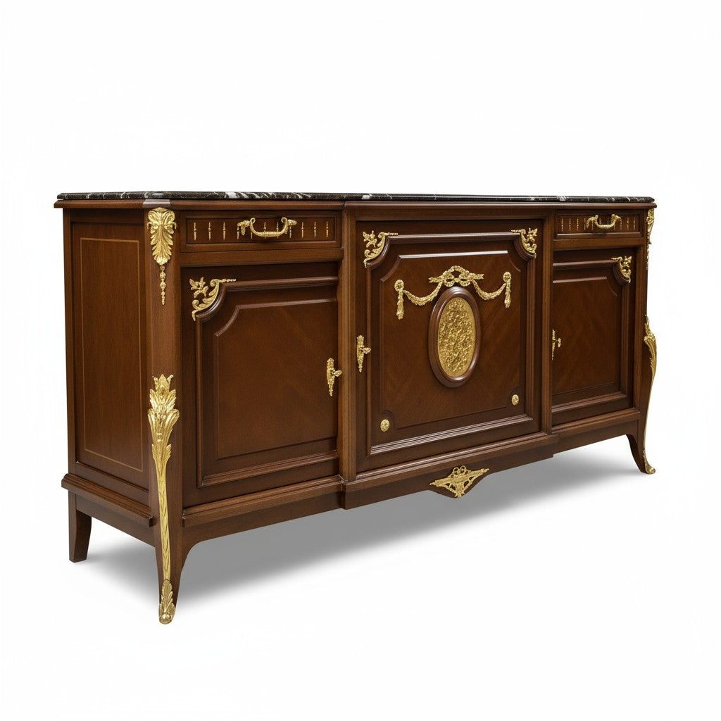 بوفيه كلاسيك 3 ضلفة بقرصة رخام أسود