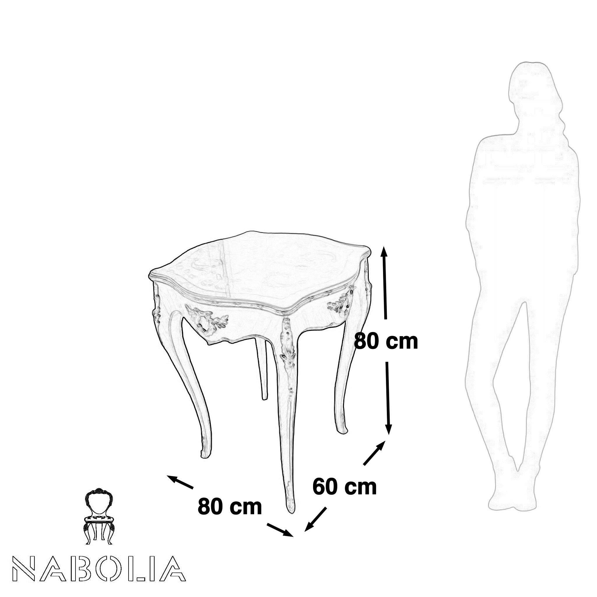 طاولة جانبية فرنسية مطعمة بالنحاس مع سطح زجاجي - قطعة كلاسيكية بتصميم أنيق ومتين، مصنوعة من خشب الزان الصلب ومطعمة بالنحاس المشغول يدويًا. تتميز بتفاصيل زخرفية دقيقة تضيف فخامة وجاذبية لأي ركن في المنزل أو المكتب. سطح الطاولة مغطى بالزجاج لحماية التصميم وإضافة لمسة عصرية ناعمة الخاماتخشب زان طبيعي – تطعيمات نحاسية يدوية – سطح زجاجي الاستخداممثالية كطاولة جانبية في الصالون أو غرفة النوم، أو في المداخل لإضفاء طابع أنيق وفريد المقاساتالعرض: 80 سم × العمق: 60 سم × الارتفاع: 80 سم