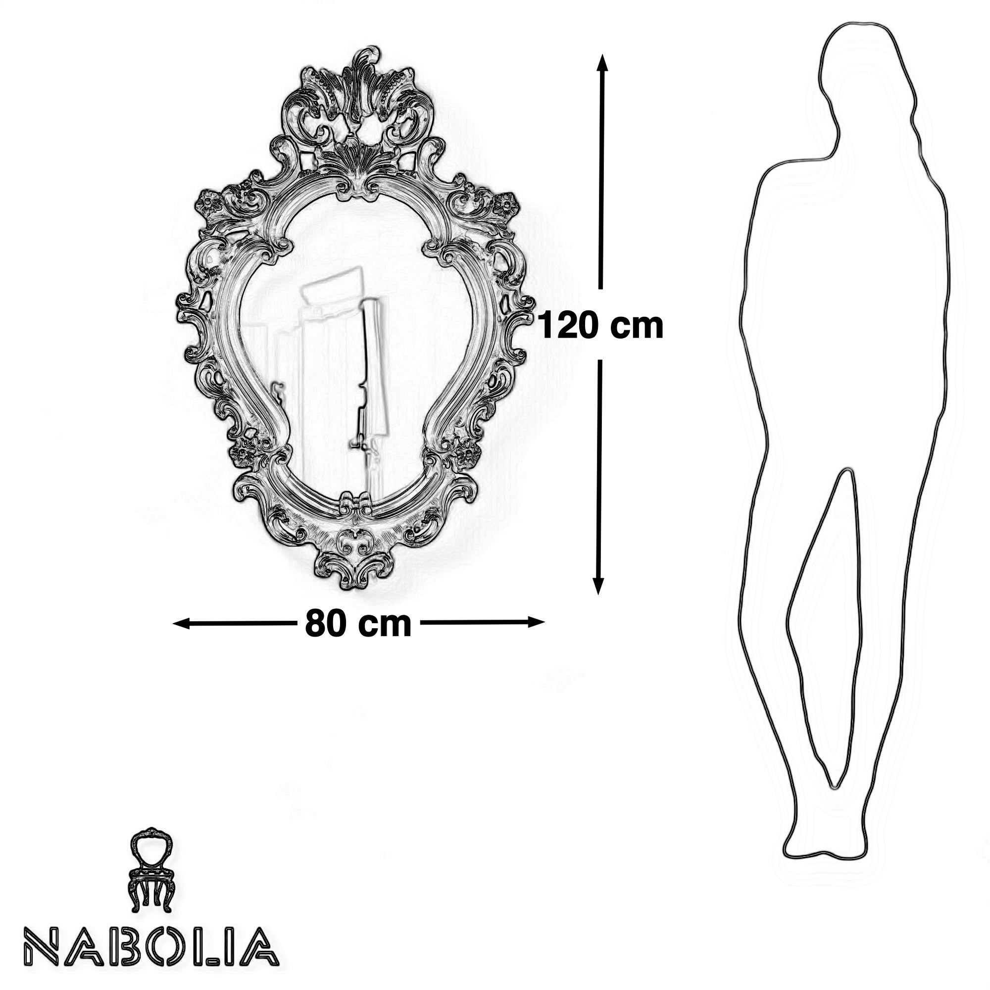 برواز هاند ميد دهبي - برواز انتيك من الخشب الزان حفر هاند ميد دهان دهبي و مرايا جريش المقاسات: W 80 CM * H 120 CM
