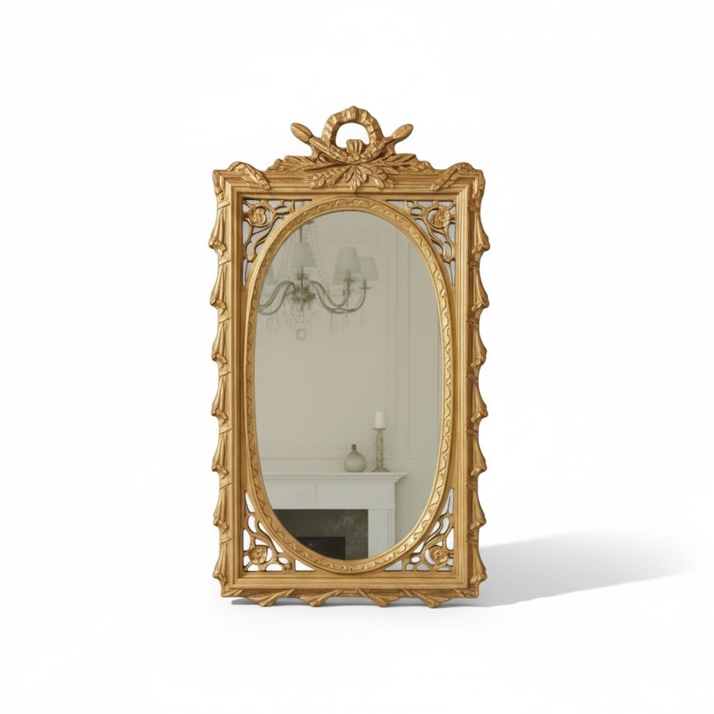 برواز مرايا كلاسيك أنتيك بإطار ذهبي فاخر من الخشب الطبيعي