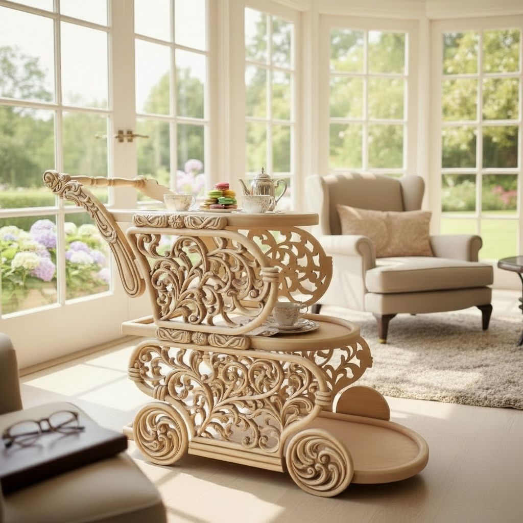 تروللي ضيافة نيوكلاسيك اوف وايت