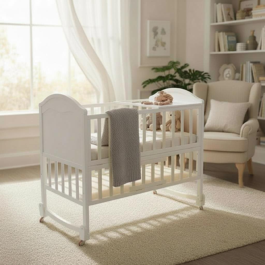 سرير أطفال خشبي كلاسيك بمستويين