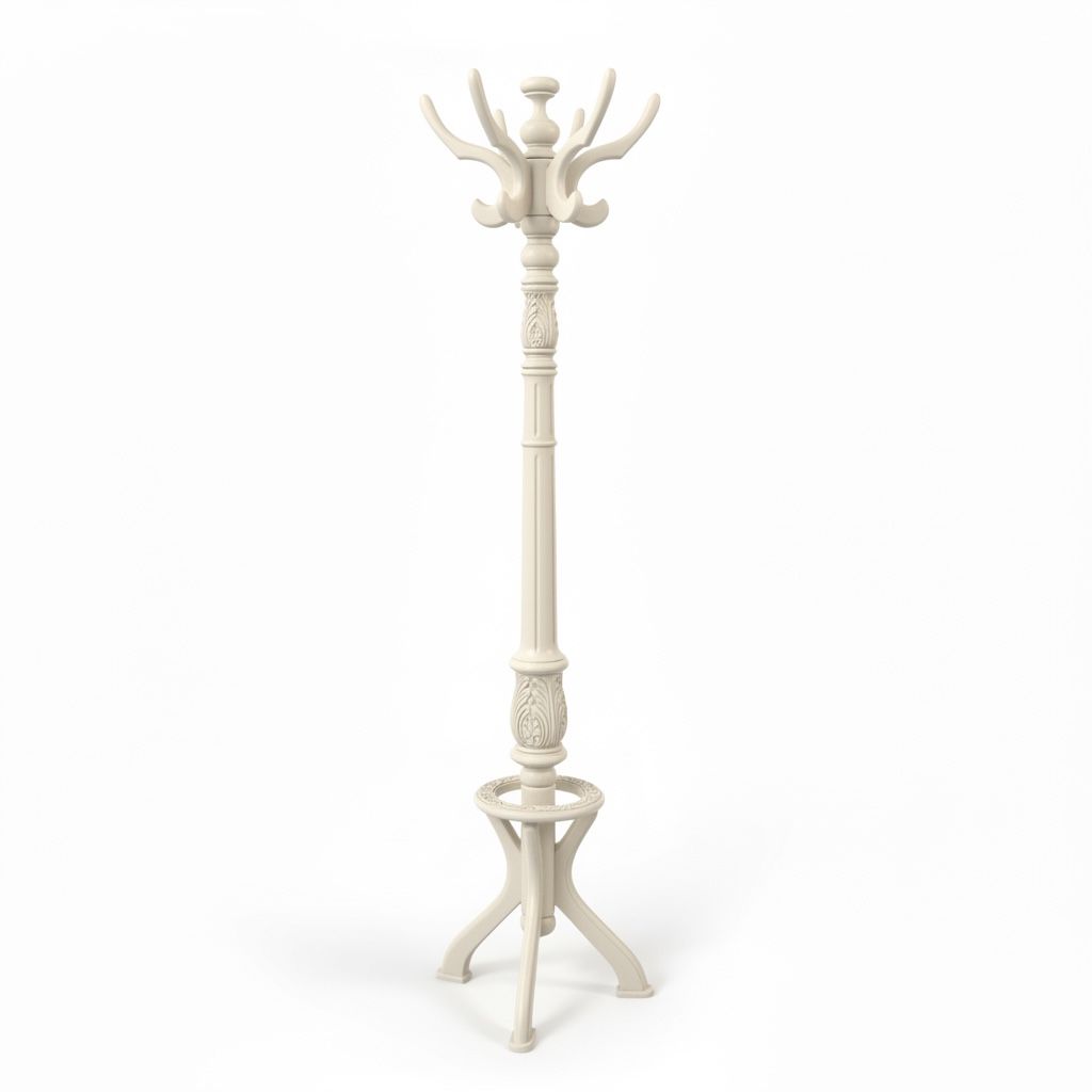 شماعة ملابس خشب بتصميم فاخر بلون أبيض