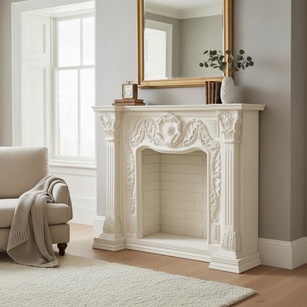 مدفأة ديكورية كلاسيك بحفر يدوي فاخر