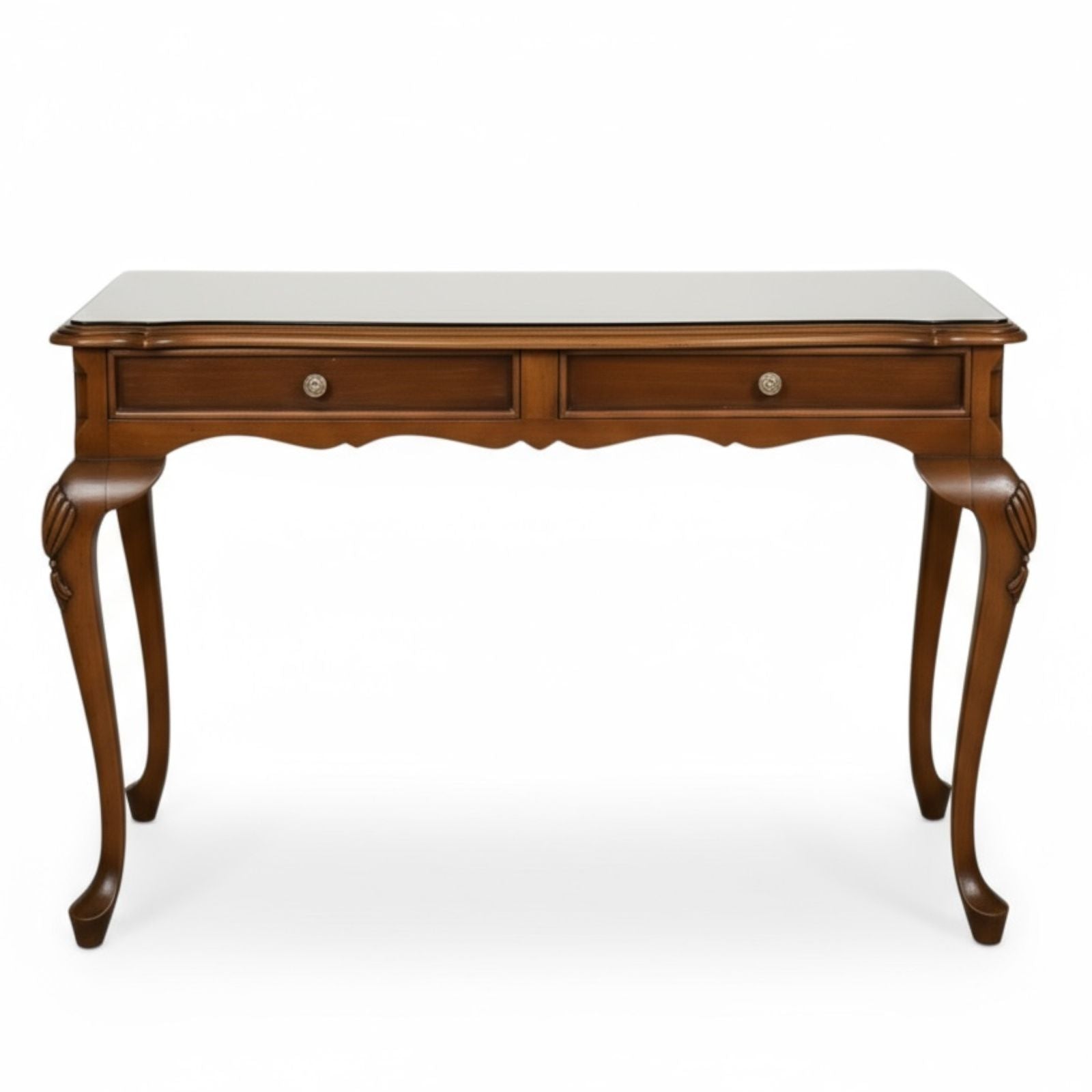 كونسول كلاسيك خشب زان بسطح زجاجي