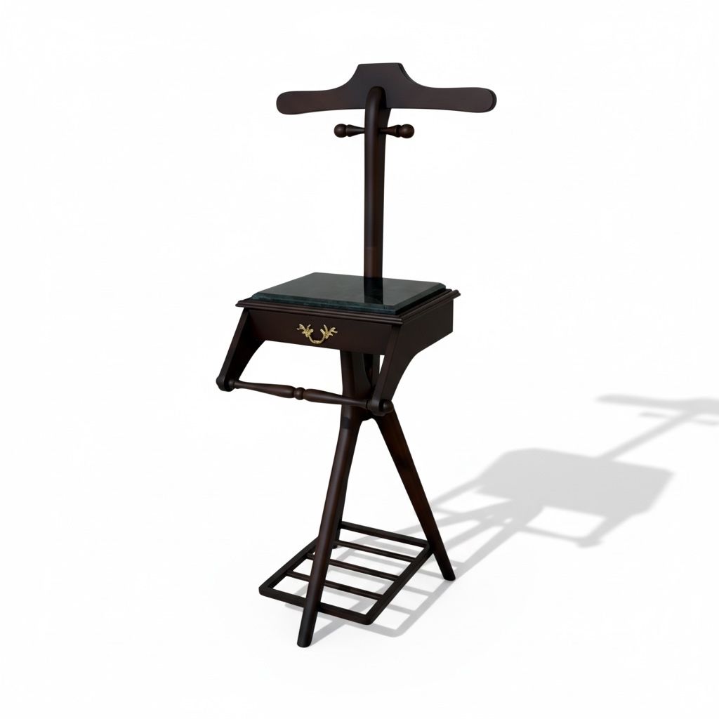 شماعة مكتب كلاسيك خشب زان مزودة بدرج بلون بني غامق