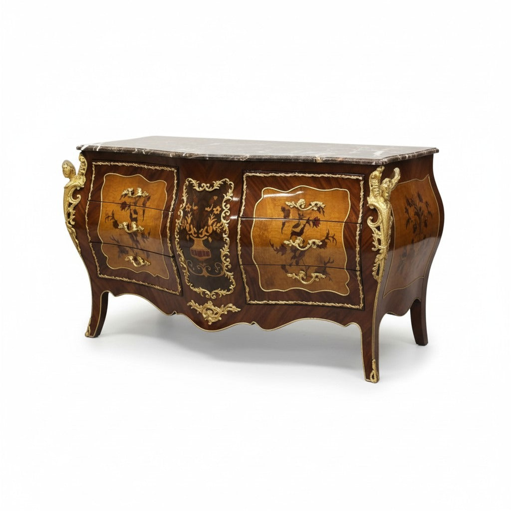 بايوه كلاسيكي فاخر بستة أدراج ورخام إمبرادور غامق