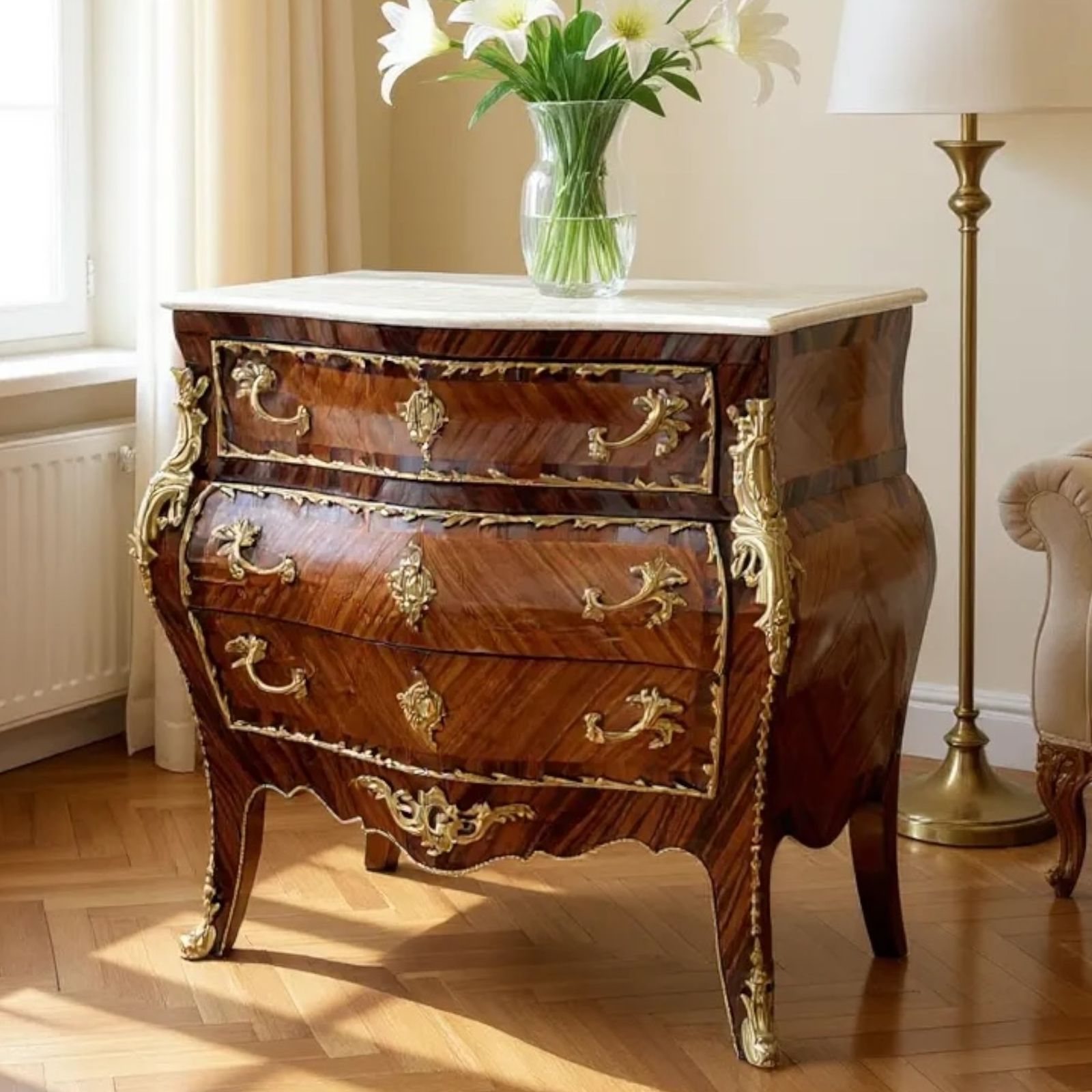 Three classic staircase inlaid with copper
