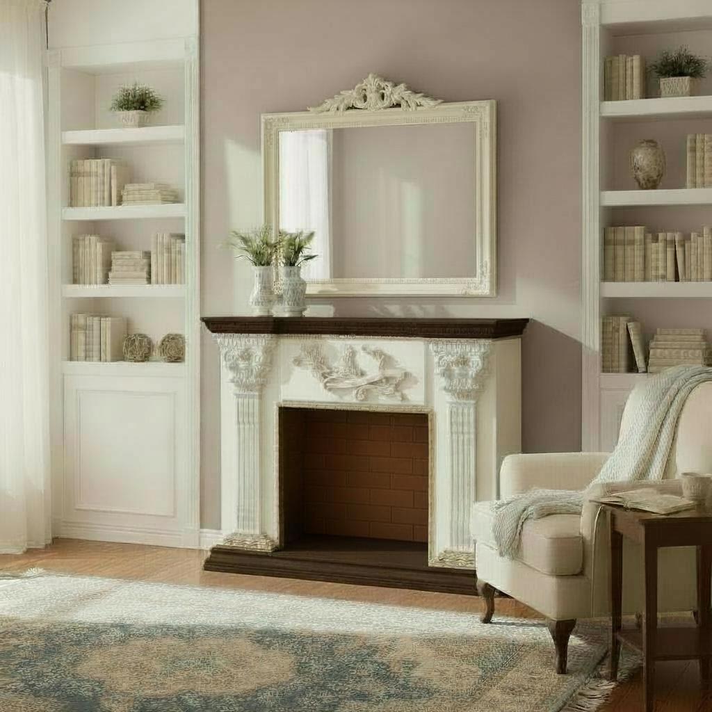 مدفأة كلاسيك فاخرة بتصميم ملكي ولمسات زخرفية راقية