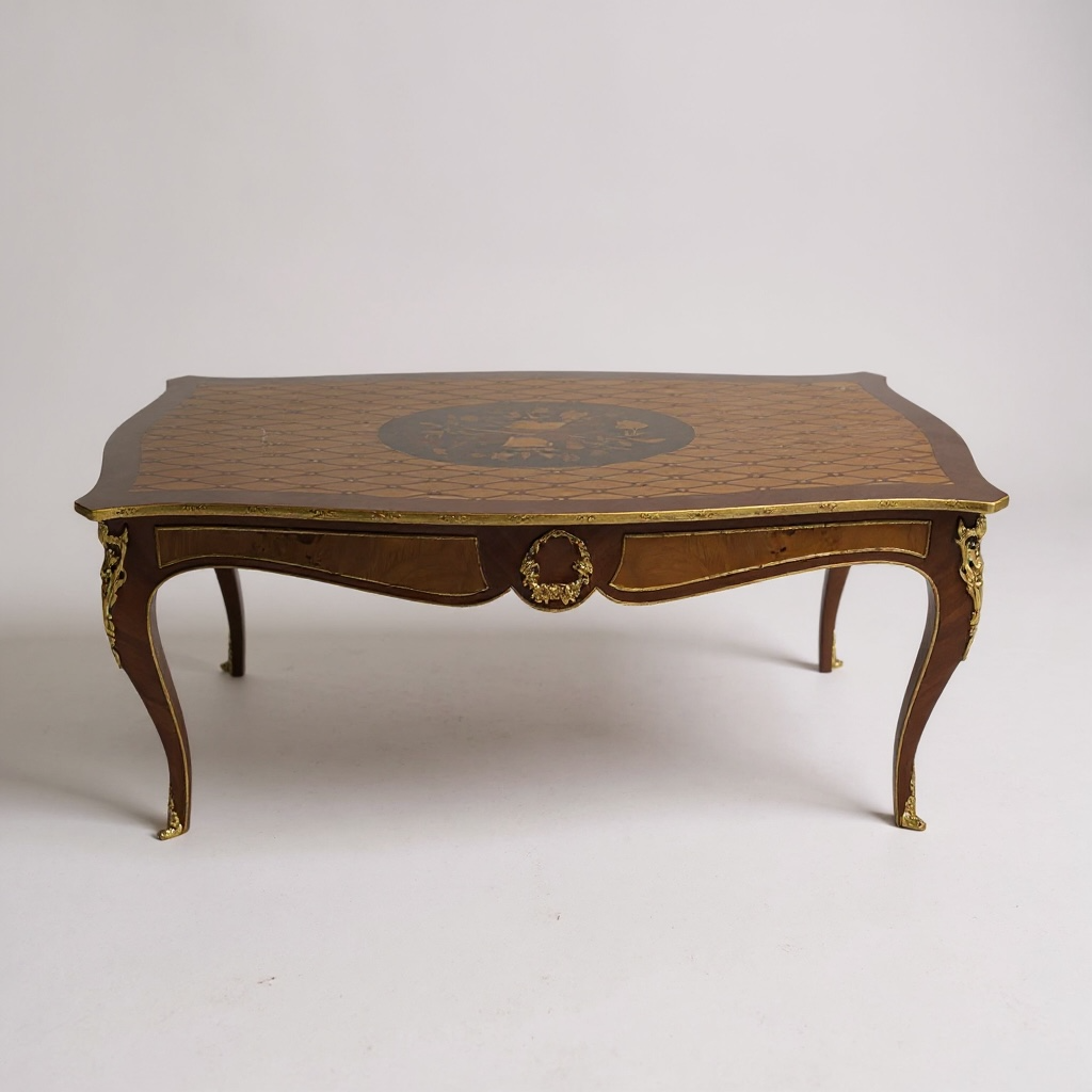 ترابيزة وسط ماركترية فاخرة بتطعيمات نحاسية