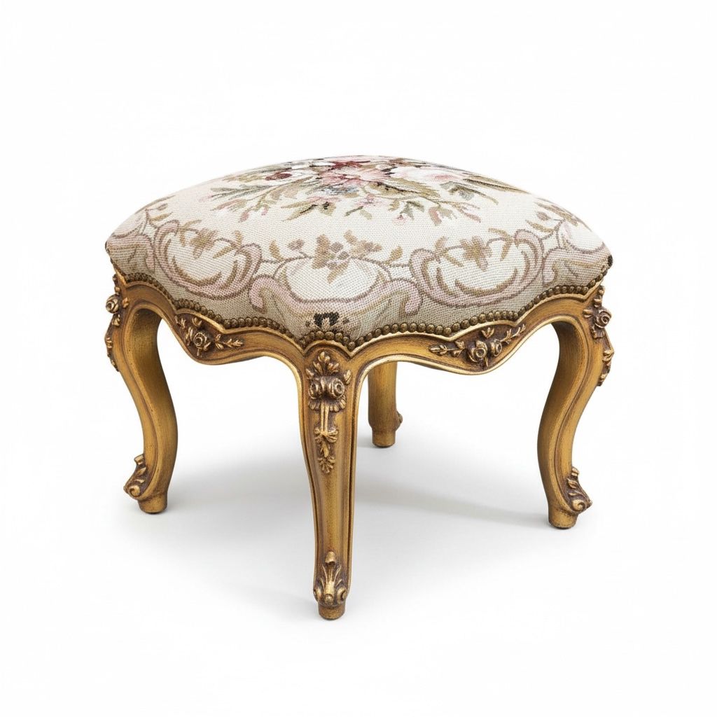 بوفه كلاسيك بأرجل خشب ذهبية وقماش أبيسون