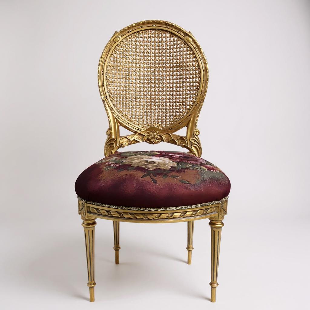 Antique chair with natural cane back