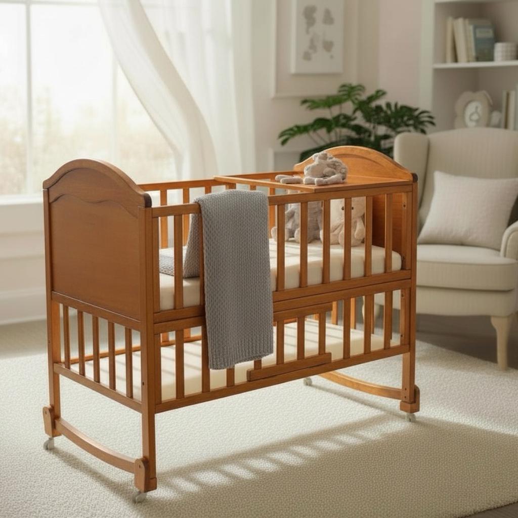 سرير أطفال خشبي كلاسيك بمستويين