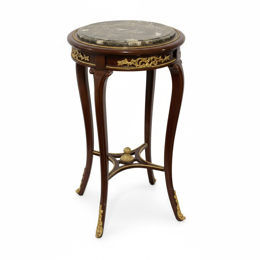 ترابيزة جانبية كلاسيك تطعيم نحاس و بسطح رخامي