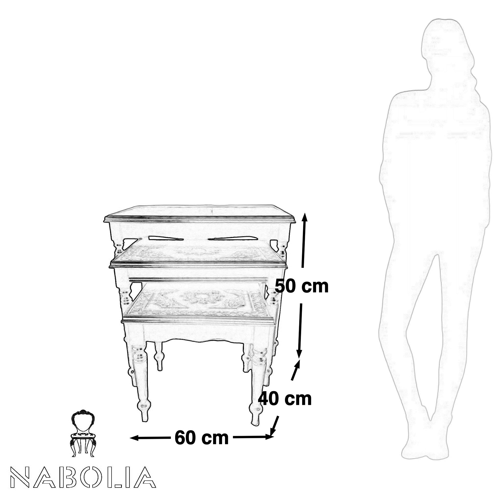 طاولة خشبية مجموعة ثلاثيه كلاسيكيه مطعمة بالمارتكريه - Nabolia