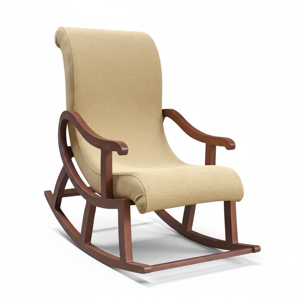 كرسي هزاز مودرن بتنجيد مريح وهيكل خشب زان