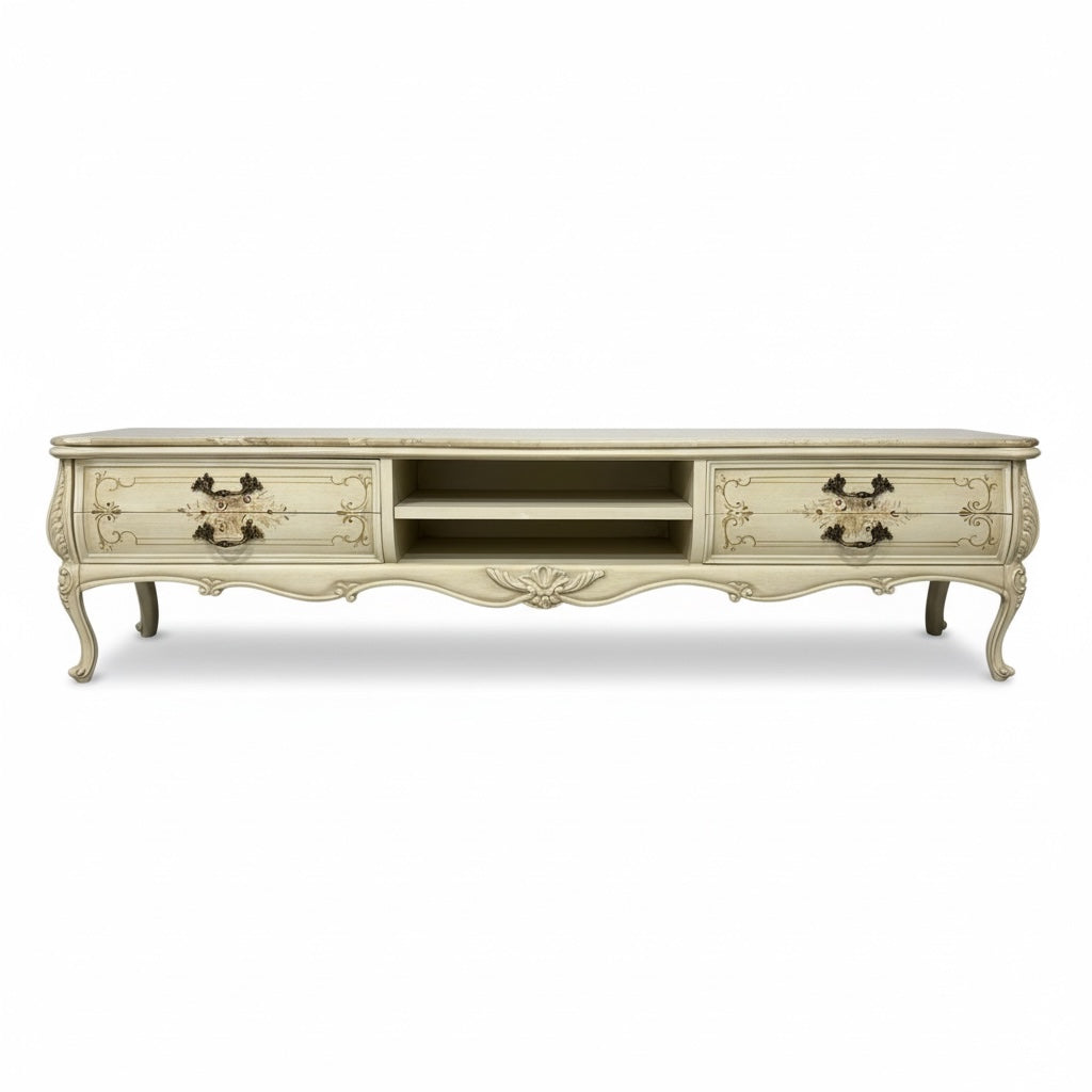 وحدة تلفزيون اوف وايت مع الرسم والرخام