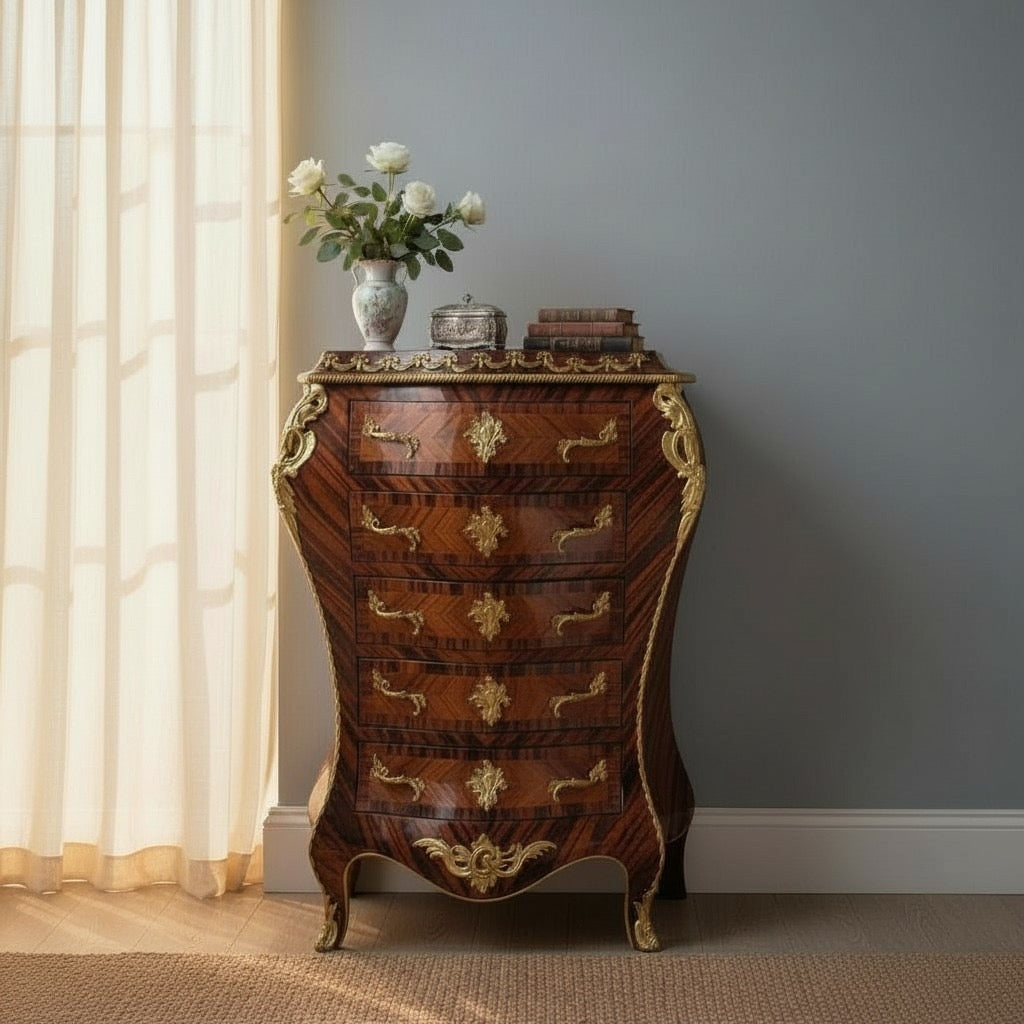 بايوه كلاسيكي فاخر بخمسة أدراج وزخارف نحاسية