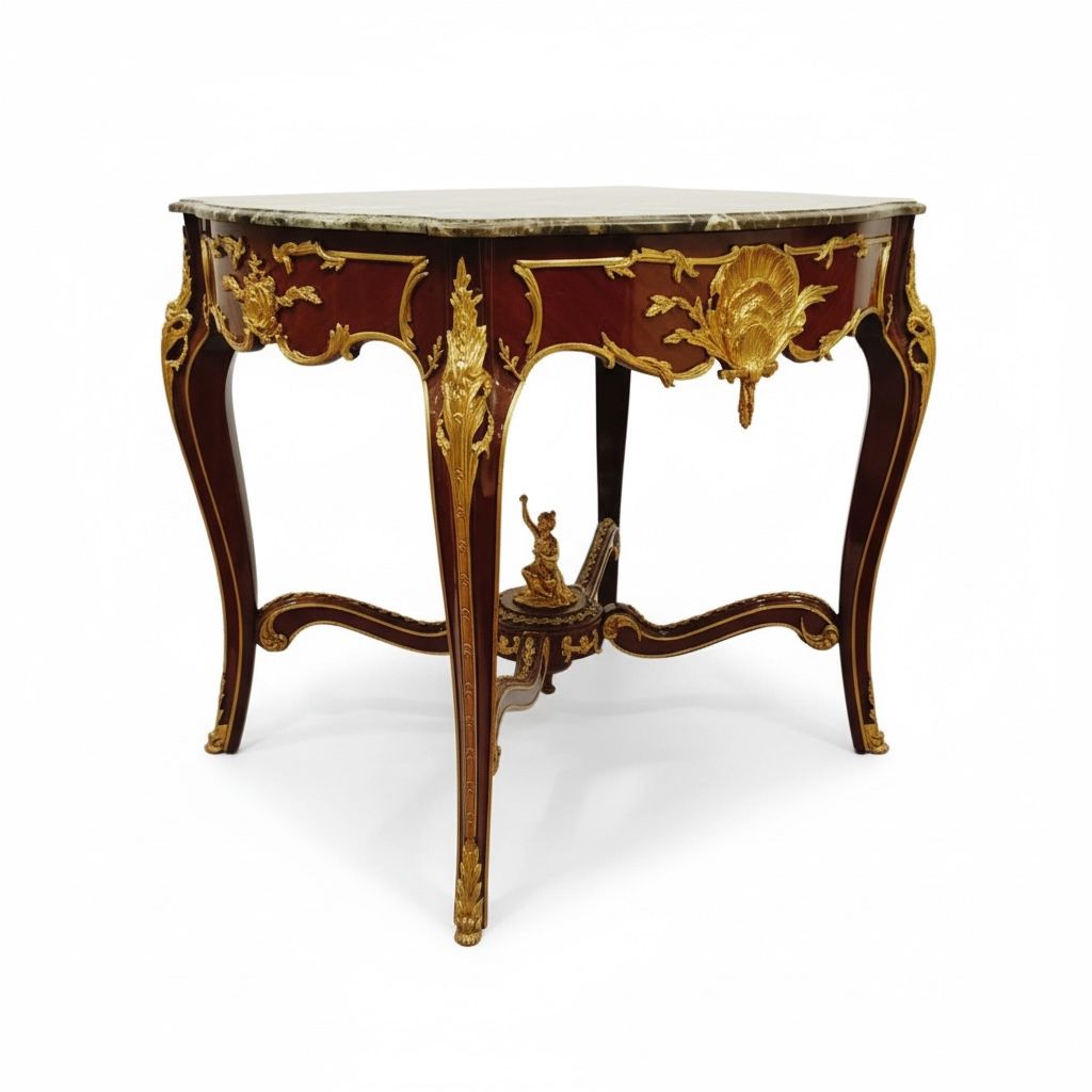 ترابيزة مدخل أنتيك بسطح رخامي وتطعيمات نحاس فاخرة