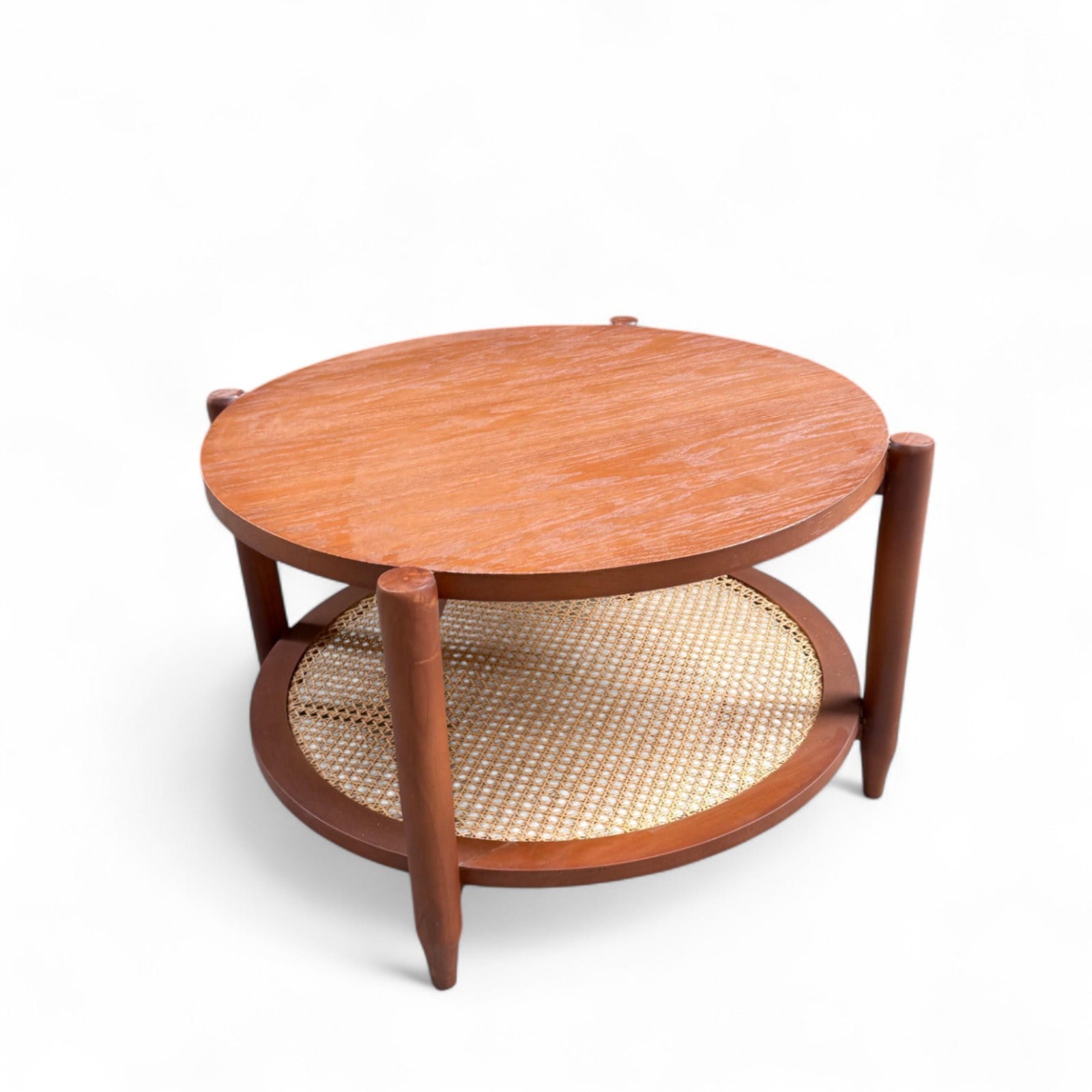 ترابيزة قهوة دائرية مودرن خشب بقاعدة كانيه