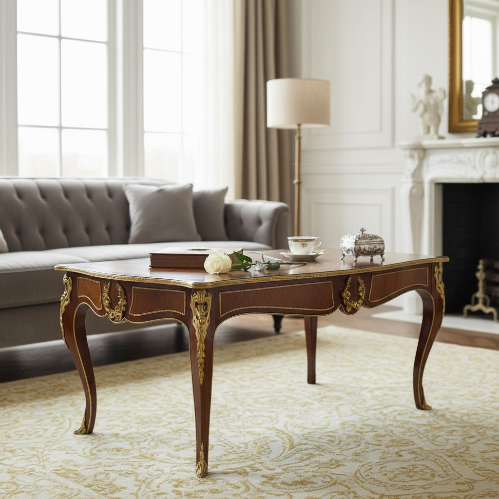 ترابيزة وسط ماركترية فاخرة بتطعيمات نحاسية