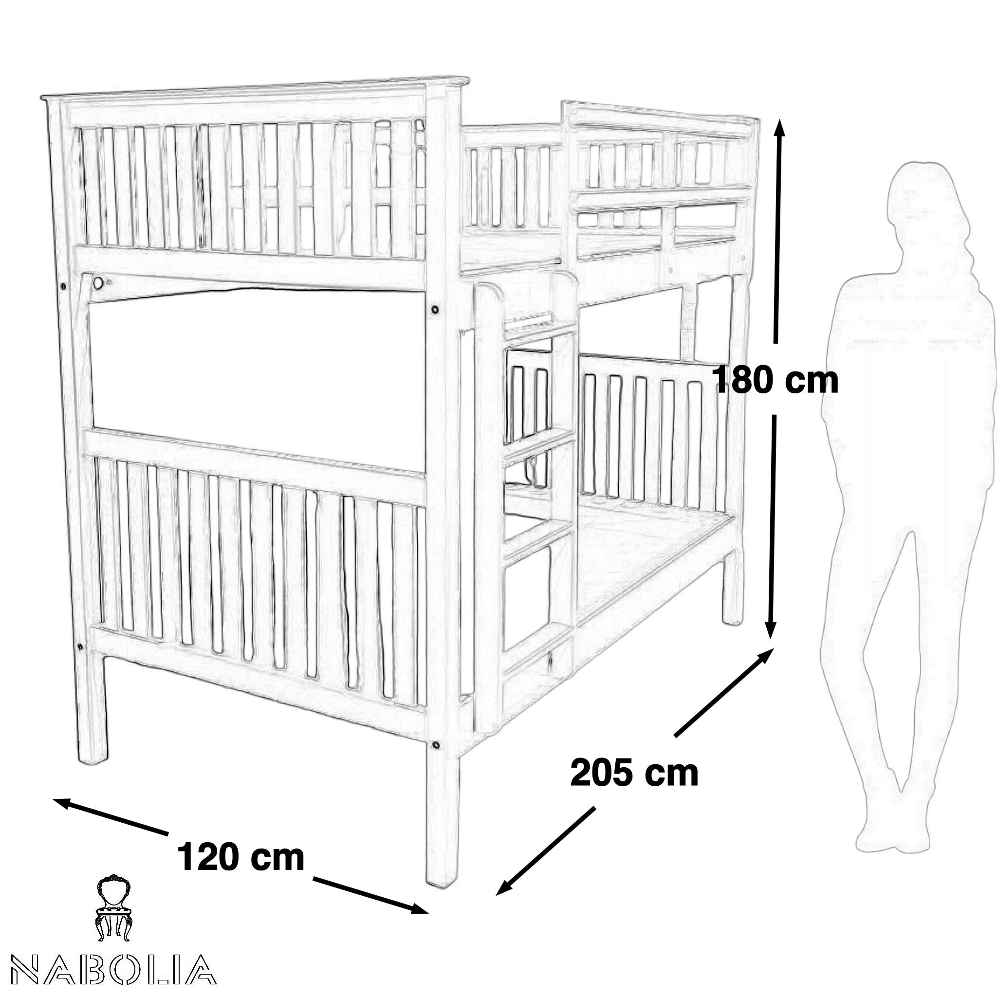 سرير دورين اوف وايت - سرير دورين مصنع من الخشب الزان مع ملة قطع من خشب السويد ومتاح اضافة علبة علي عجل منفصل مقاس متر و تمانين في متر منفصلة عن السرير يتم تحريكها و تخزن اسفل السرير المقاسات: W 120 CM * B 205 CM * H 180 CM