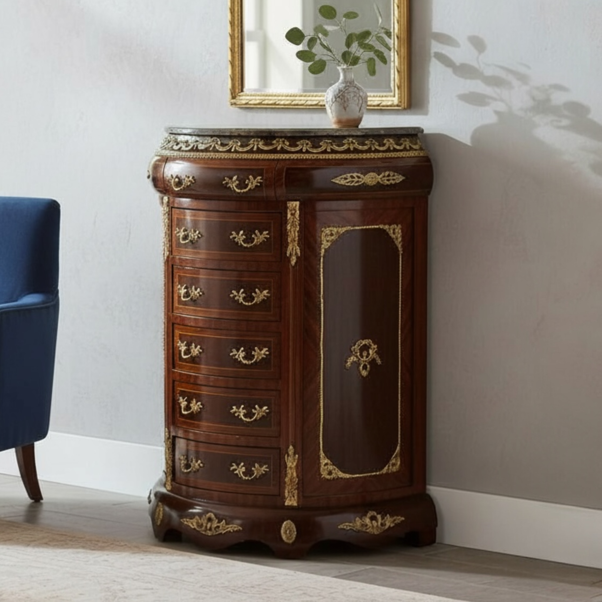 موبل فرنساوي نص دايرة بـ٦ أدراج