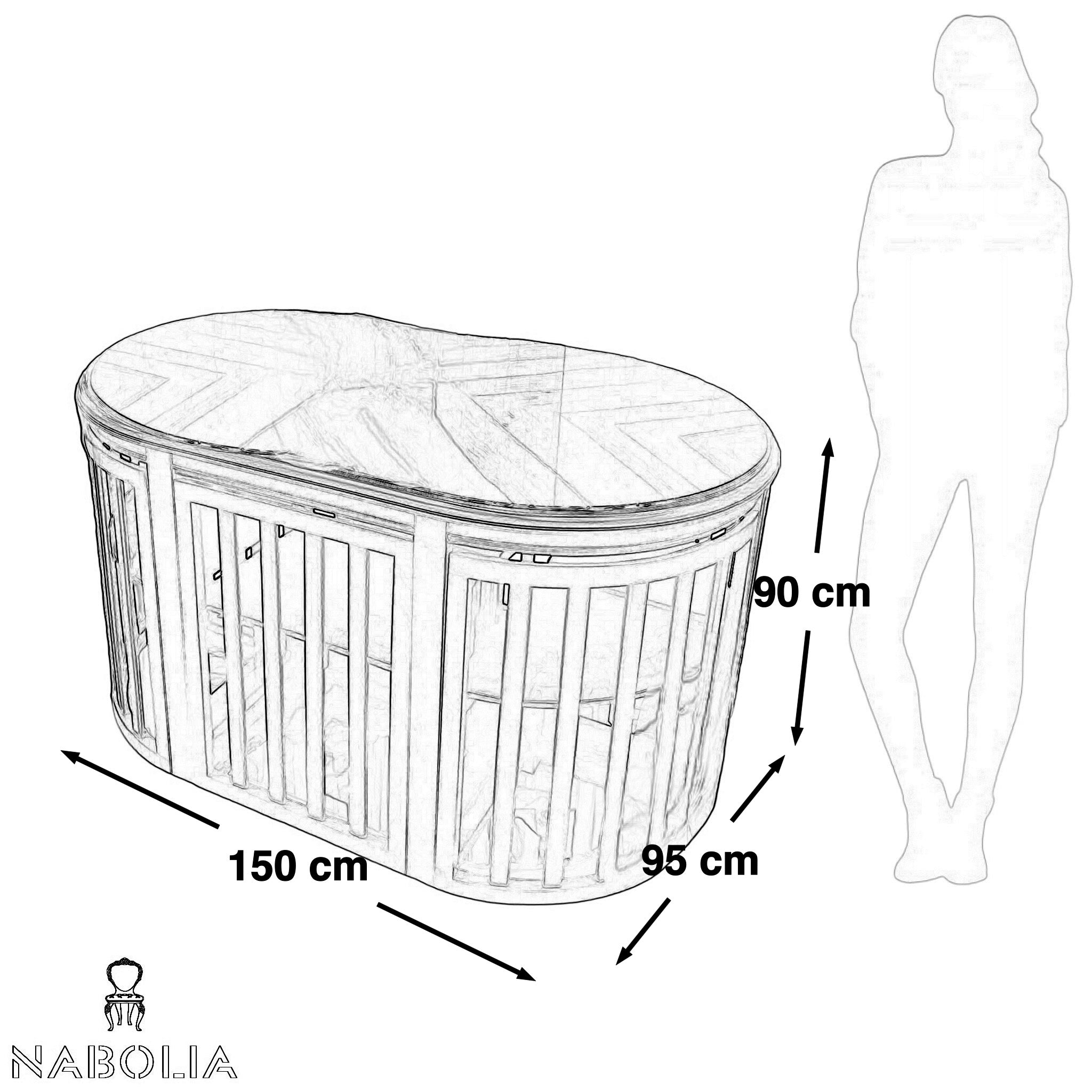 ترابيزة سفرة بكراسي متداخلة - ترابيزة سفرة من الخشب الطبيعي و ستة كراسي من خشب الزان المقاسات: W 150 CM * B 95 CM * H 80 CM