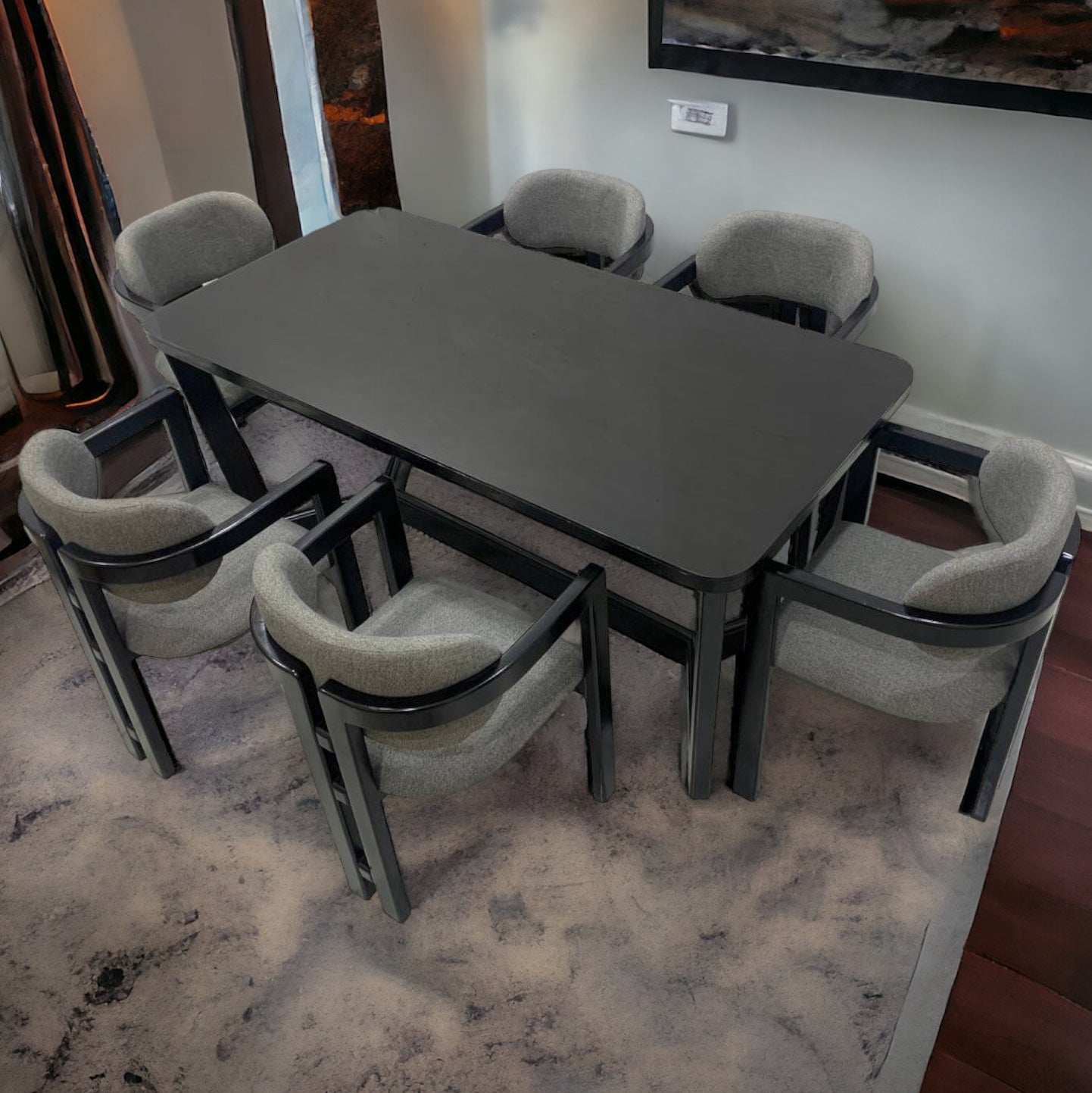 ترابيزة سفرة وكراسي - ترابيزة سفرة من الخشب الطبيعي و ستة كراسي من خشب الزان المقاسات: W 160 CM * B 90 CM * H 80 CM