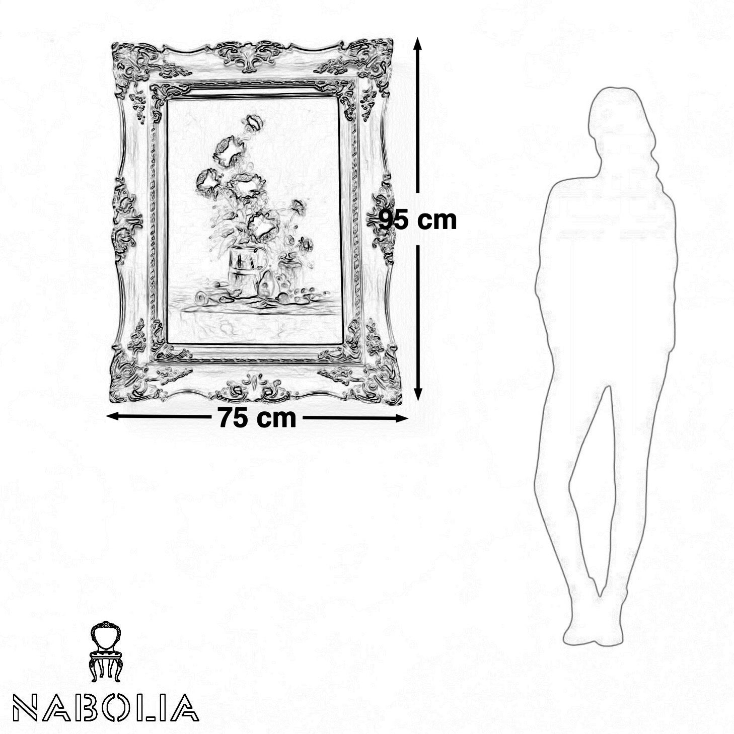 برواز خشب في جي ار بي مع لوحة زيت رسم يدوي - برواز أنتيك لون مميز واللوحة رسم زيت يدوي والاطار من الخشب الطبيعي والاويمة جي ار بي المقاسات: W 75 CM * H 95 CM