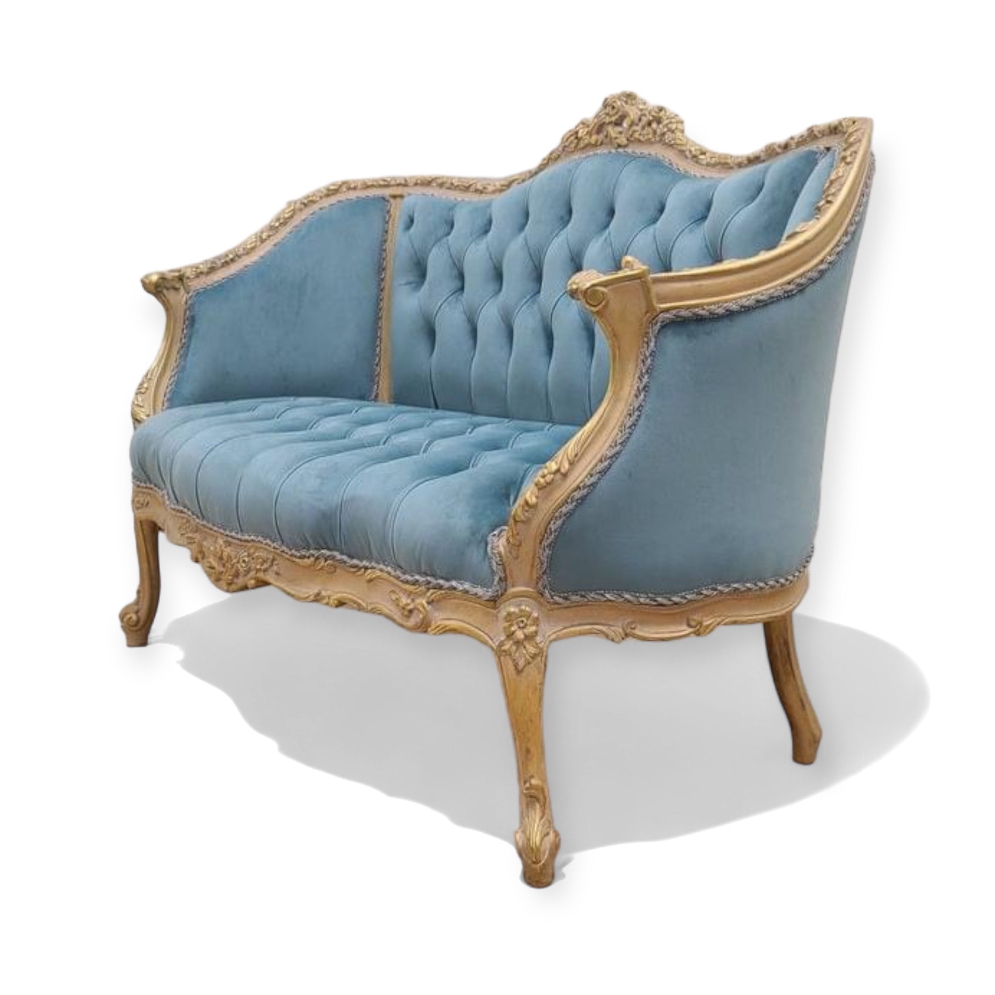 كنبة كلاسيك أنتيك كابوتنيه - كنبة انتيك مصنعة من خشب الزان الاحمر دهان دهبي مترب تنجيد كابتونيه في القاعدة والظهر و متاح تغيير الالوان المقاسات: W 135 CM * H 60 CM * B 55 CM