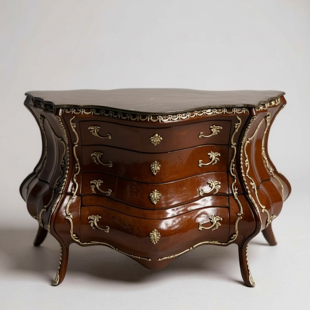 بايوه كلاسيك ٤ أدراج بتطعيمات نحاسية