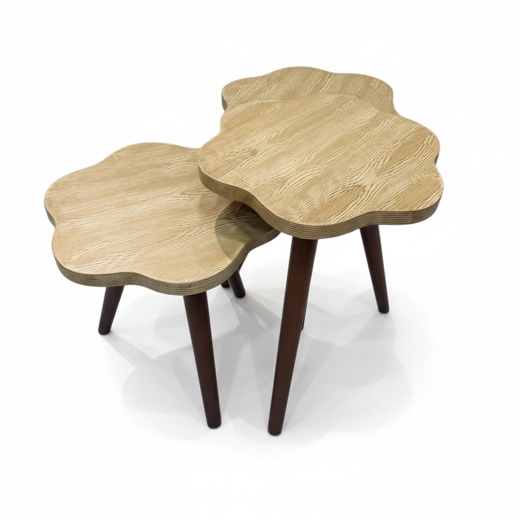 طقم ترابيزات ثلاثي مودرن – تصميم متداخل بشكل زهري - Nabolia