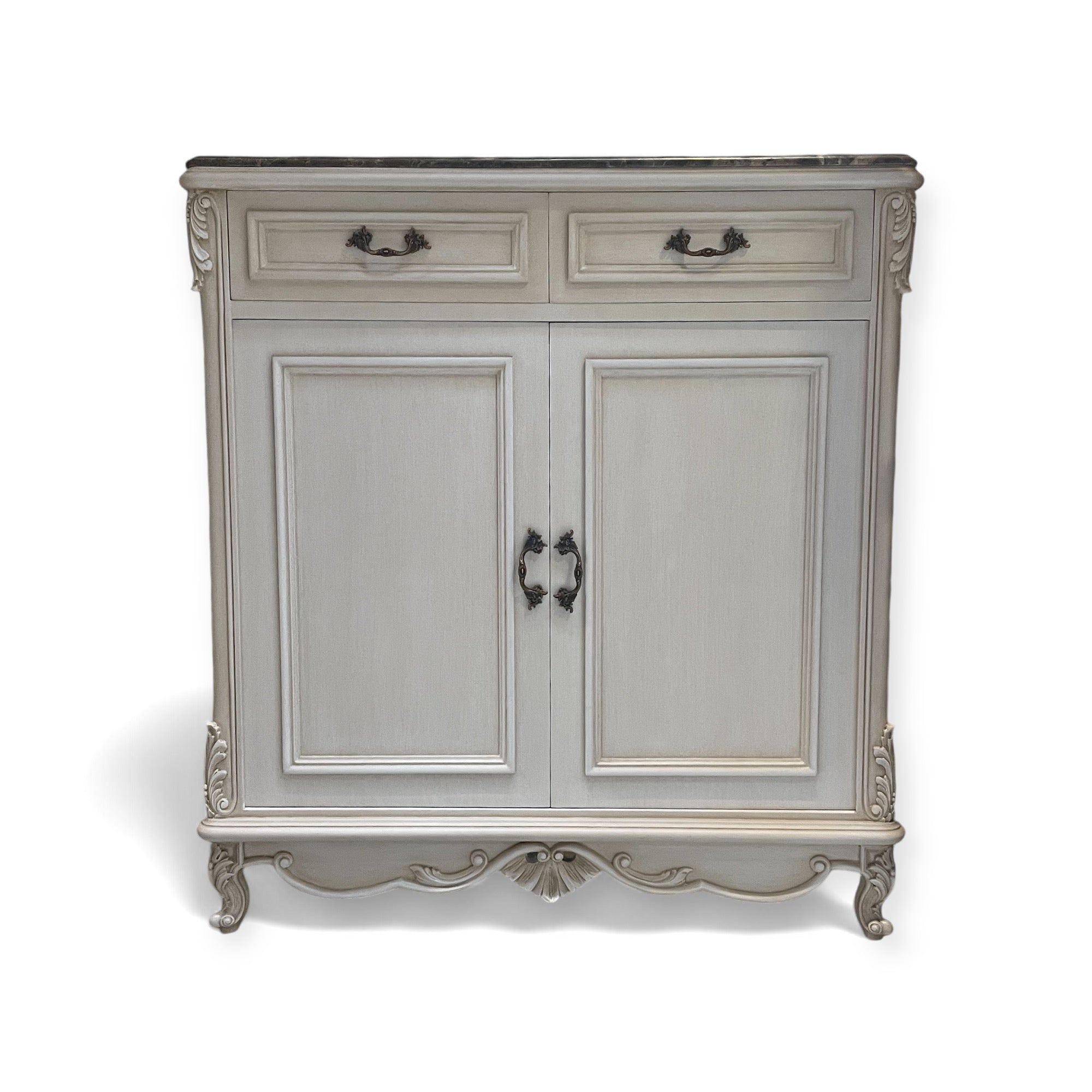 جزامة بوفيه كلاسيك اوف وايت - جزامة كلاسيك مصنعة من الاخشاب الطبيعية و الاويمة اليدوي والدهان ابيض اوف وايت مع الرخام الامباردور المقاسات: W 100 CM * H 110 CM * B 45 CM