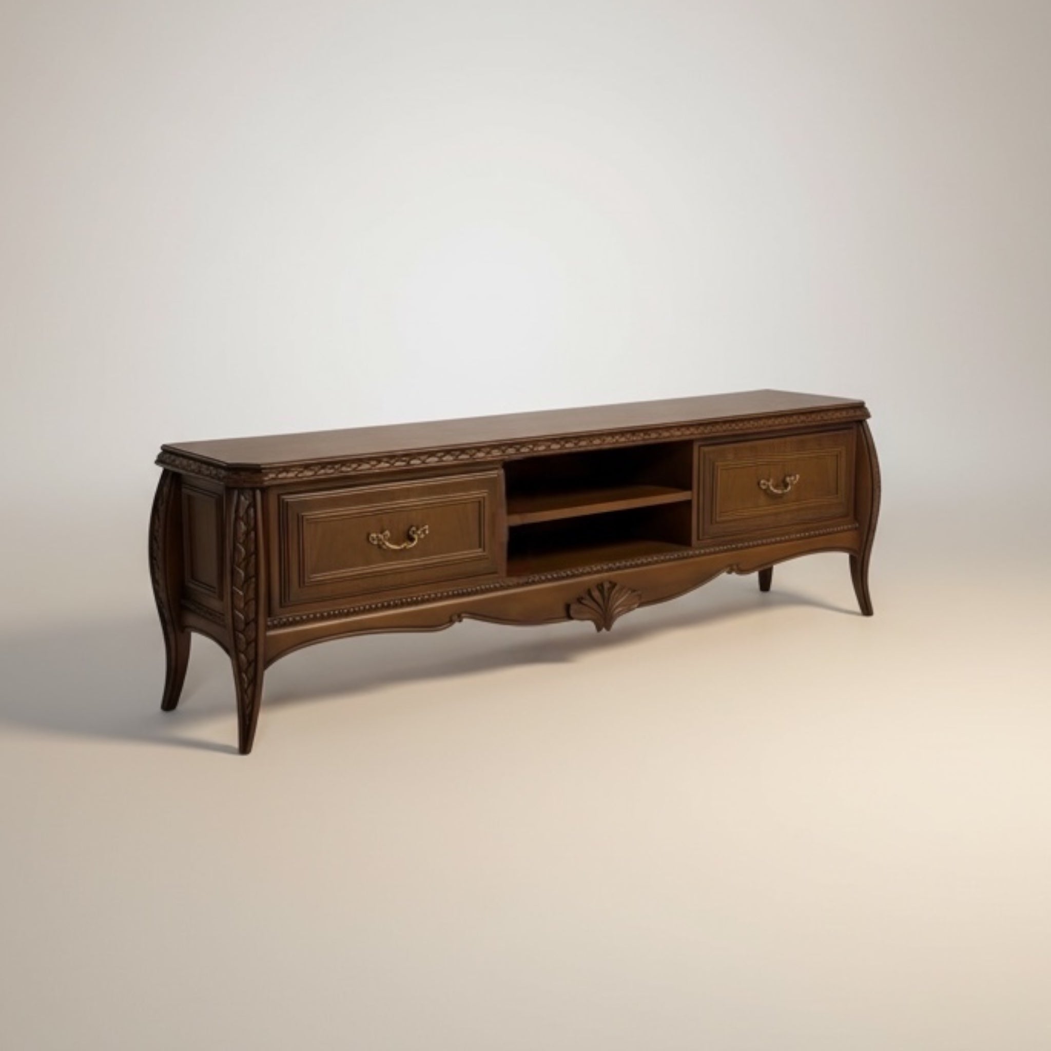 وحدة تلفزيون كلاسيك خشب طبيعي بدرجين - Nabolia