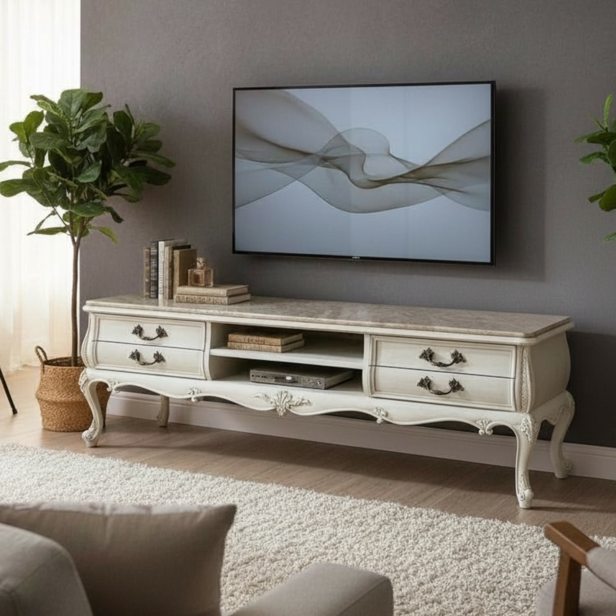 وحدة تلفزيون كلاسيك برخام داينو