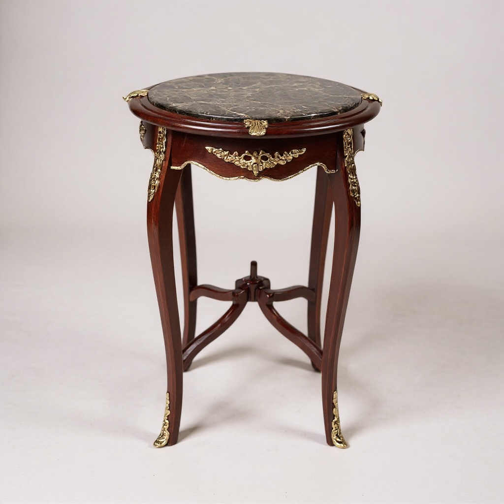 ترابيزة كورنر دائرية مطعمة بالنحاس