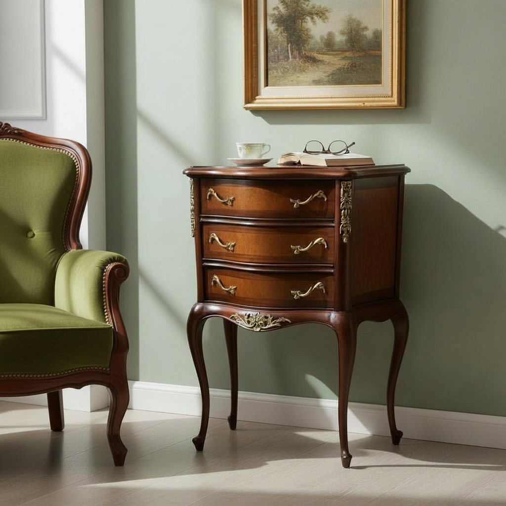 كومود لوكانز فاخر بثلاثة أدراج وزجاج أنيق