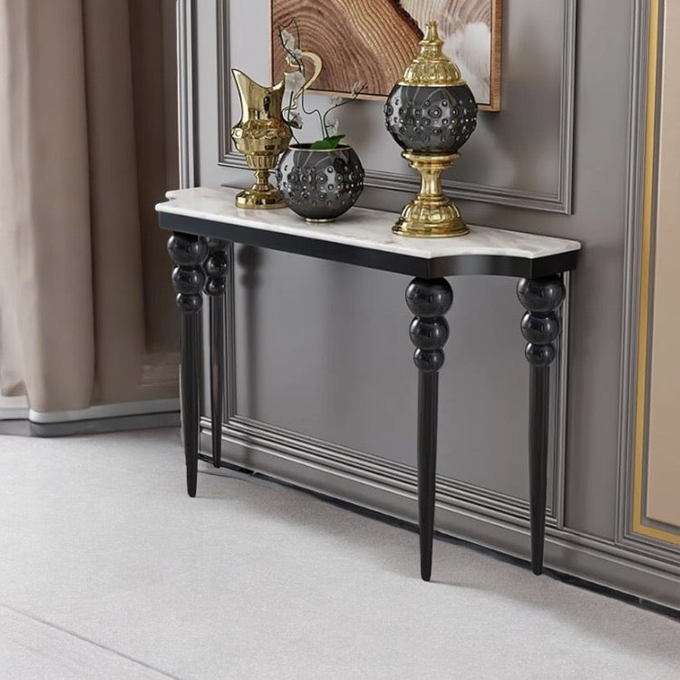 كونسول بلون اسود سطح رخام - كونسول مصنع من الاستانلس لون اسود والقرصة رخام المقاسات: W 120 CM * H 80 CM * B 40 CM