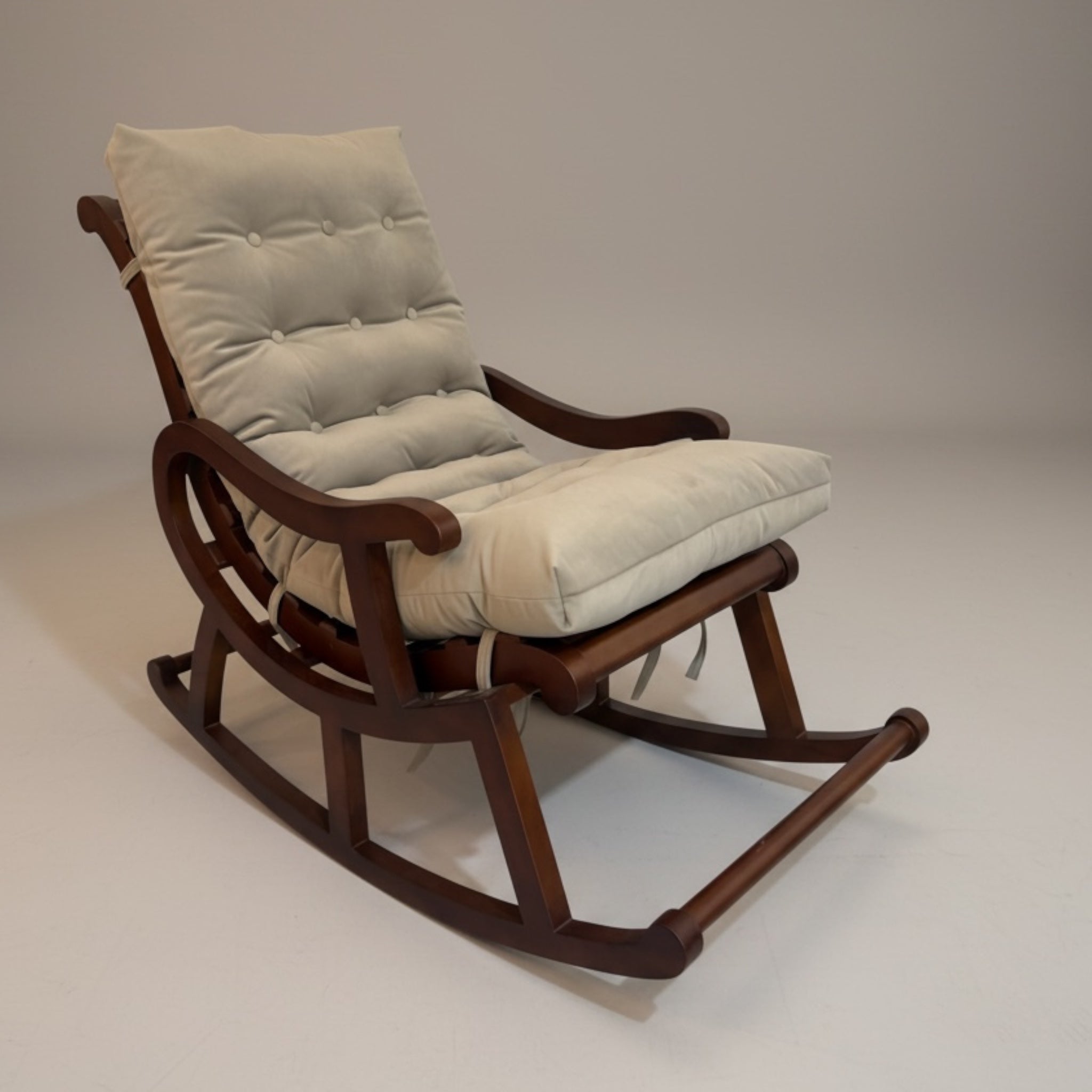 كرسي هزاز خشب بتنجيد مريح – متاح تغيير لون القماش - Nabolia