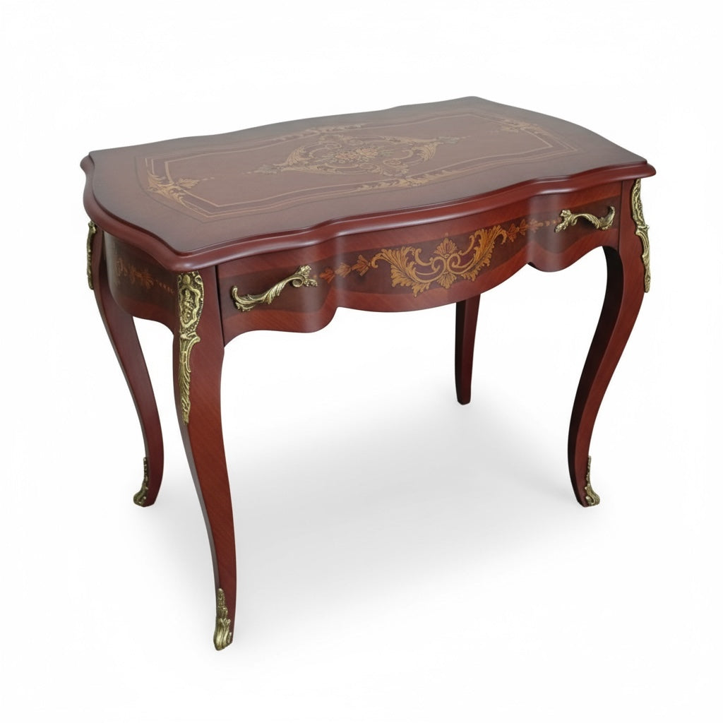 ترابيزة جانبية لمكتب مطعمة بالنحاس