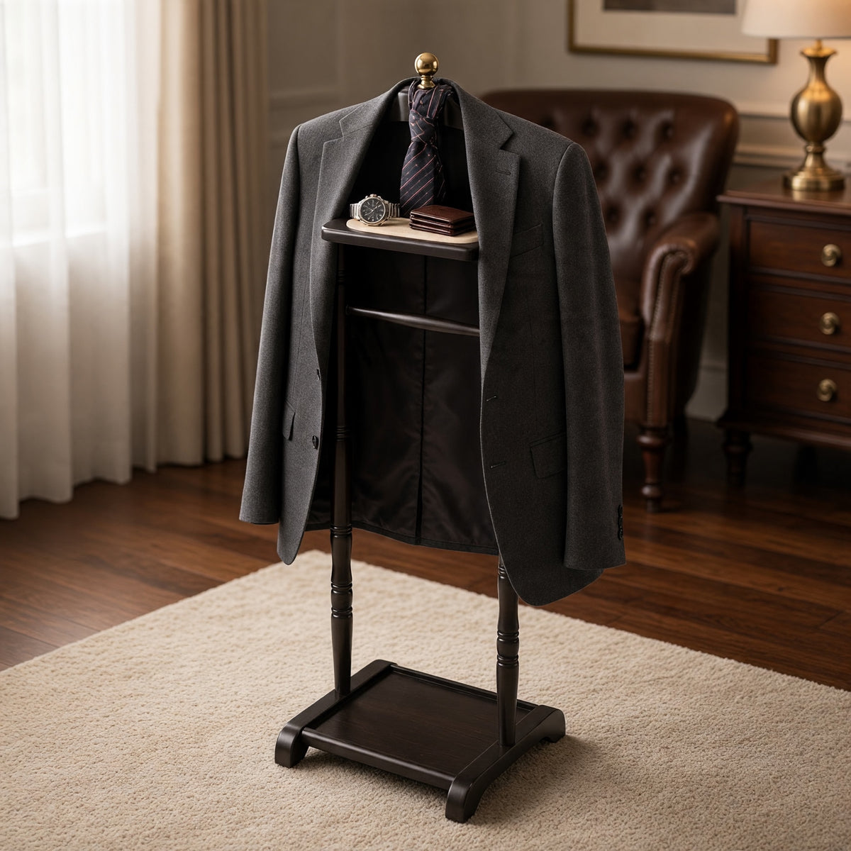 Beech wood suit jacket hanger, black color