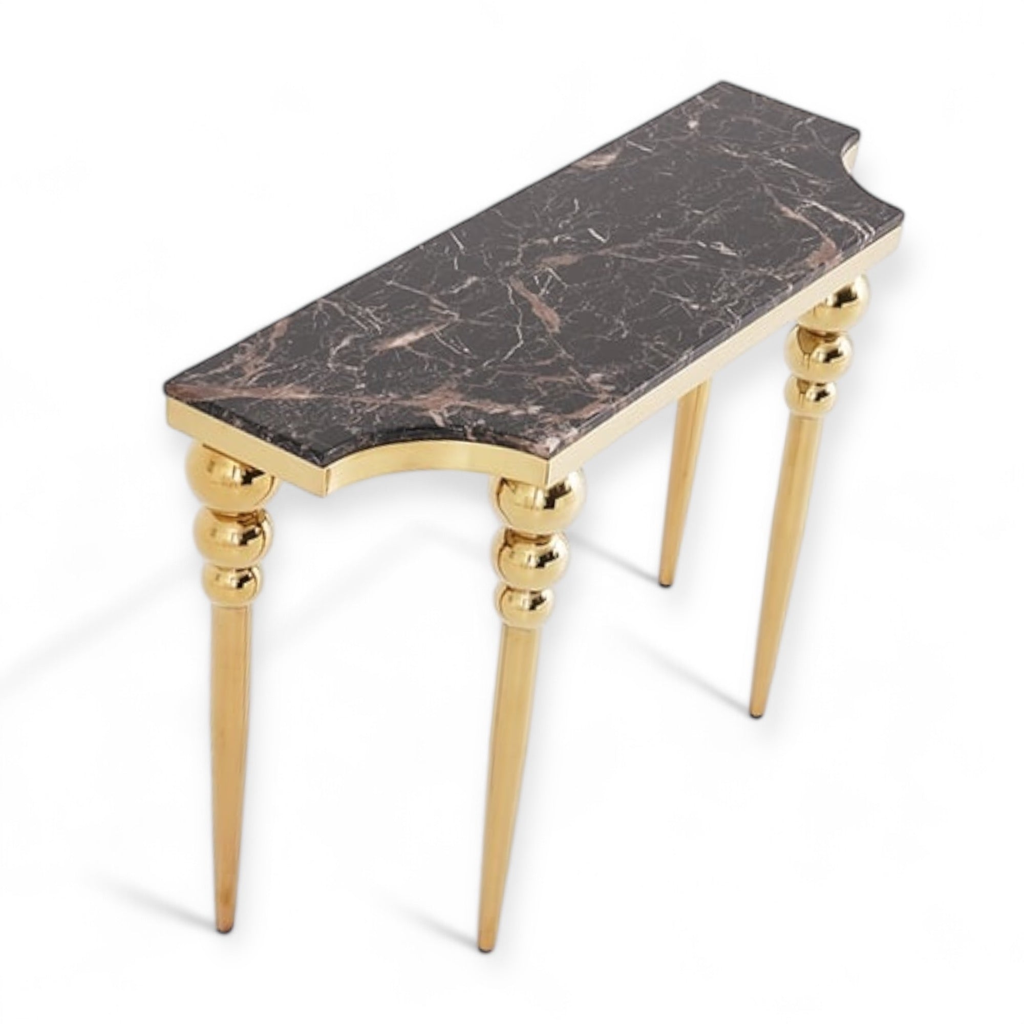كونسول سطح رخام - كونسول مصنع من الاستانلس لون ذهبي والقرصة رخام المقاسات: W 120 CM * H 80 CM * B 40 CM