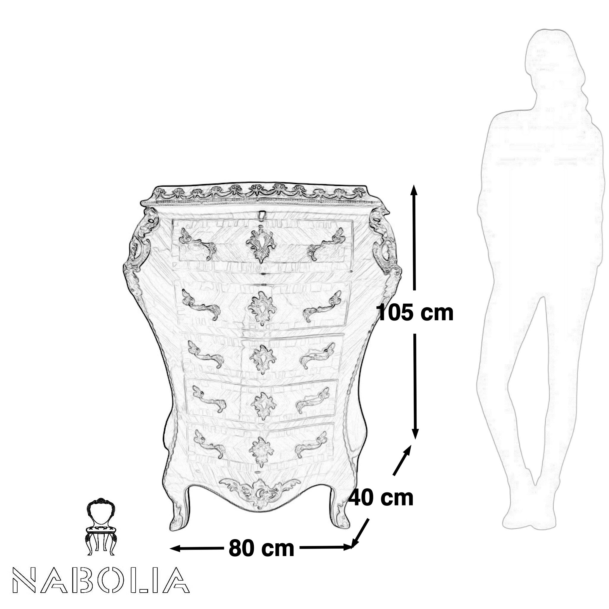 بايوه كلاسيكي مطعم بالنحاس والقشرة الطبيعي عرض 80 سنتيمتر - Nabolia
